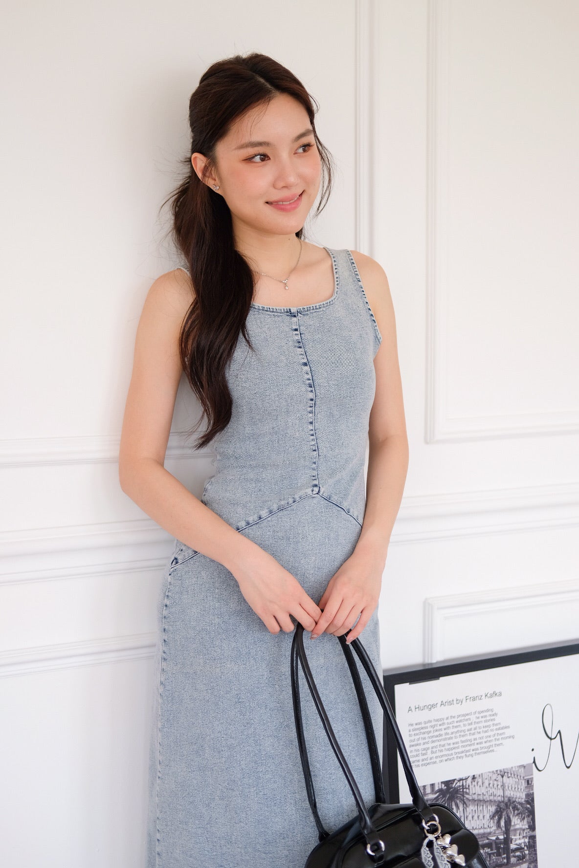 Revolution A Line Denim Maxi Dress (Light Blue)