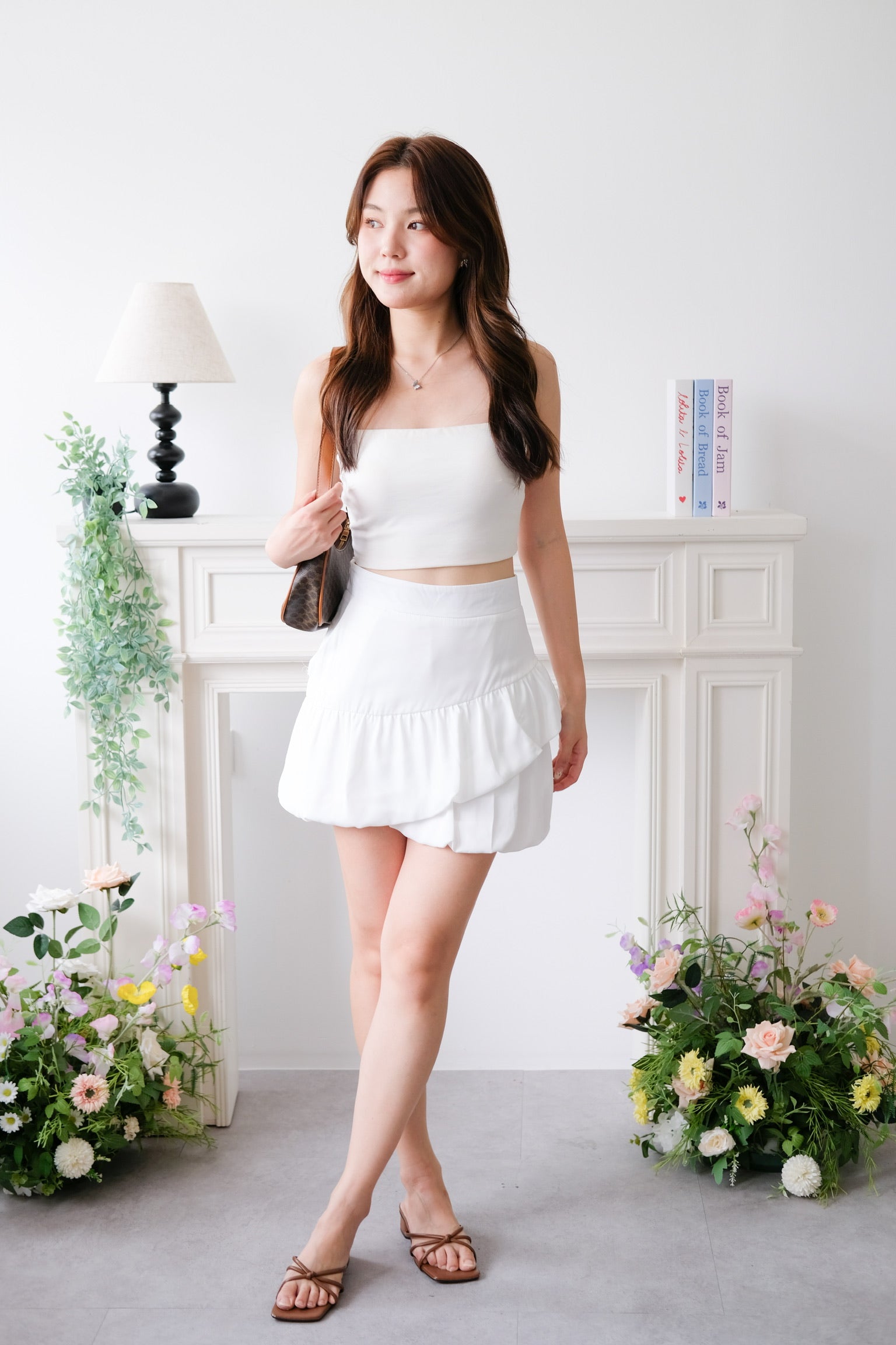 Junie Bubble A Line Skirt (White)
