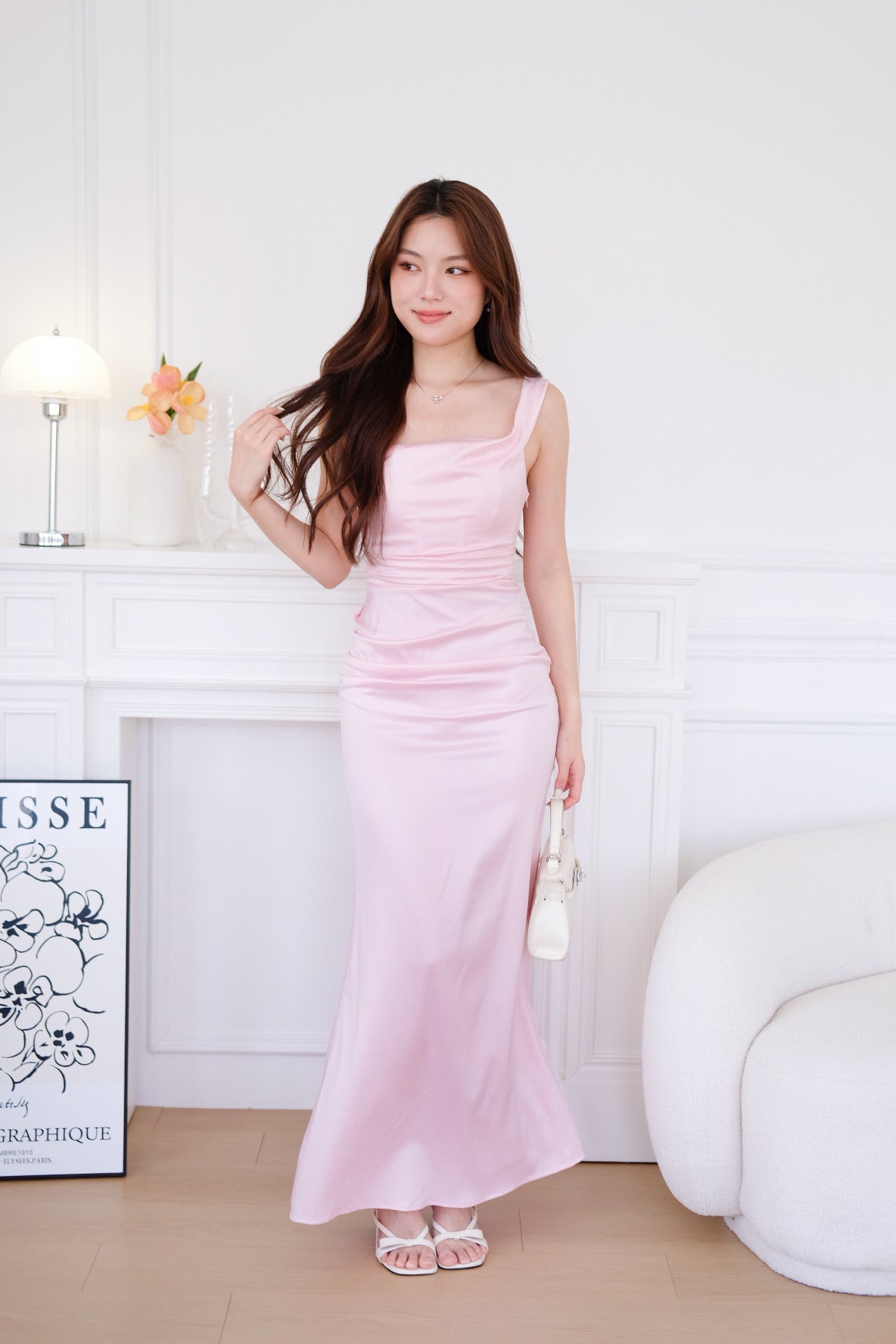 Ophelia Satin Mermaid Maxi Dress (Berry Pink)