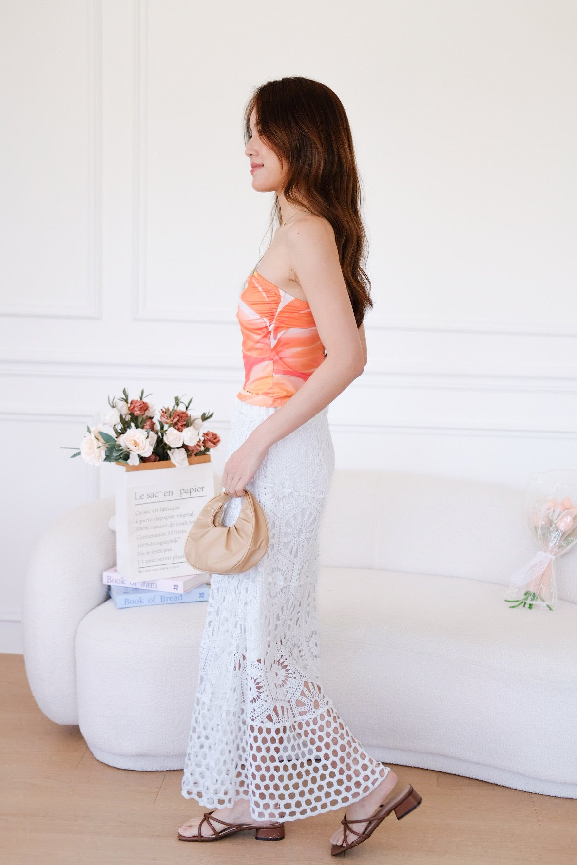 Zahara Crochet Maxi Skirt (White)