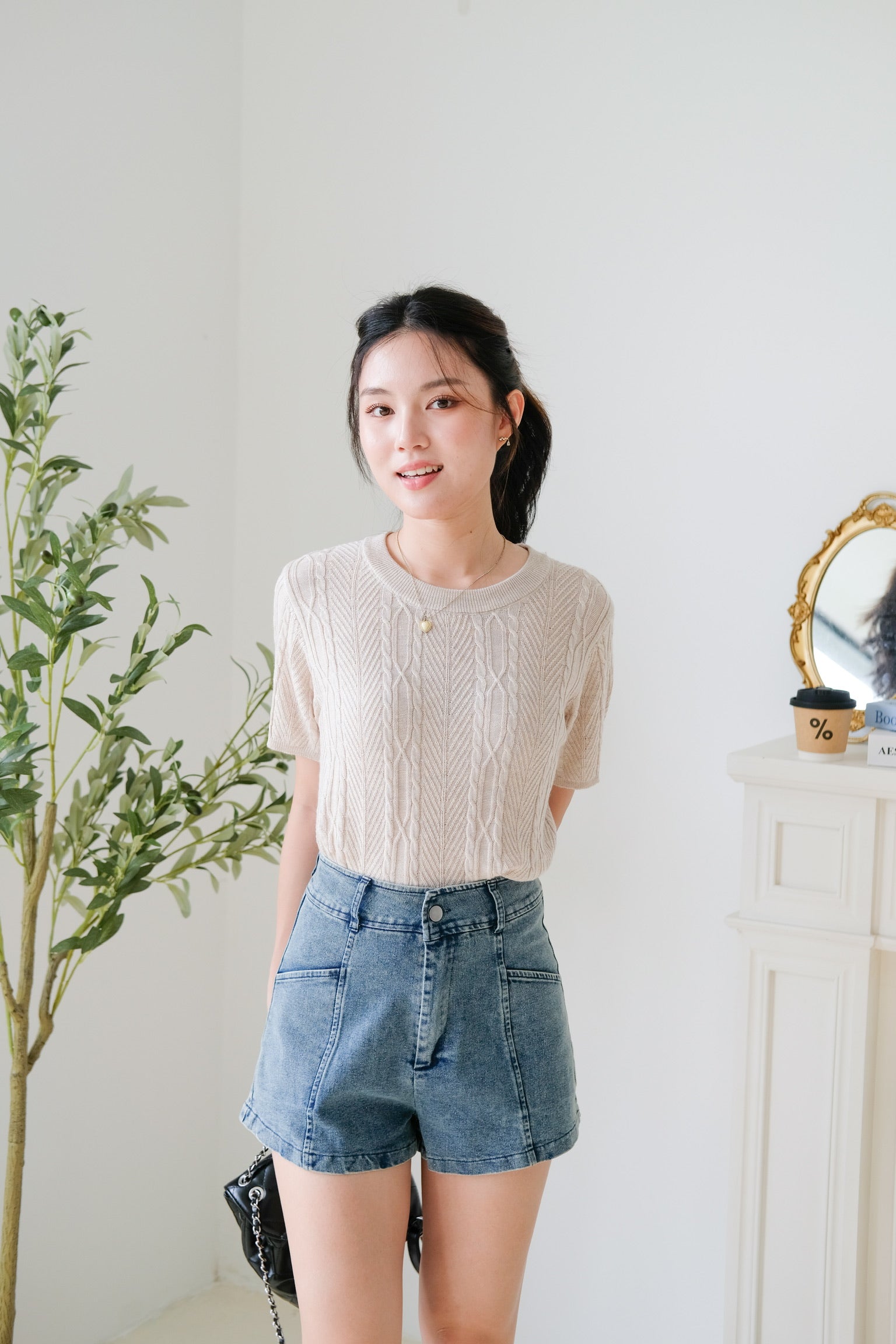 Carey Knit Tee (Latte)