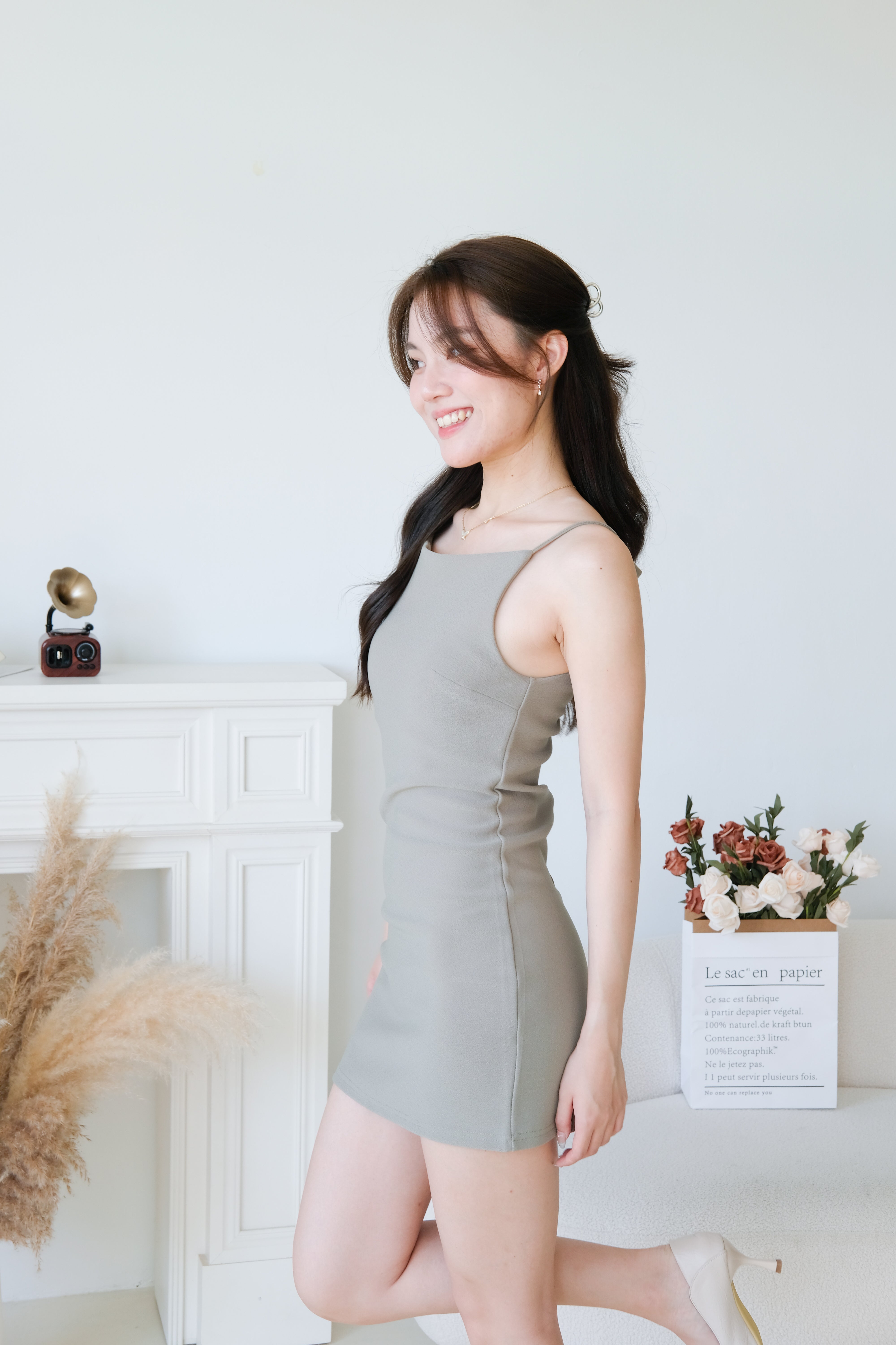 Lara A Line Shift Dress (Olive)