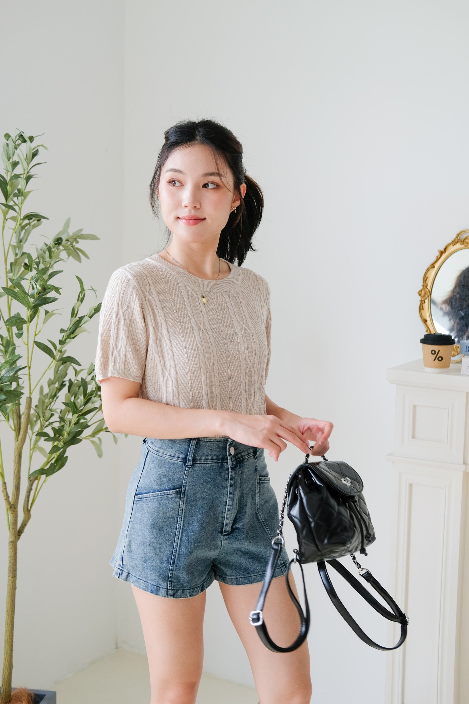Carey Knit Tee (Latte)