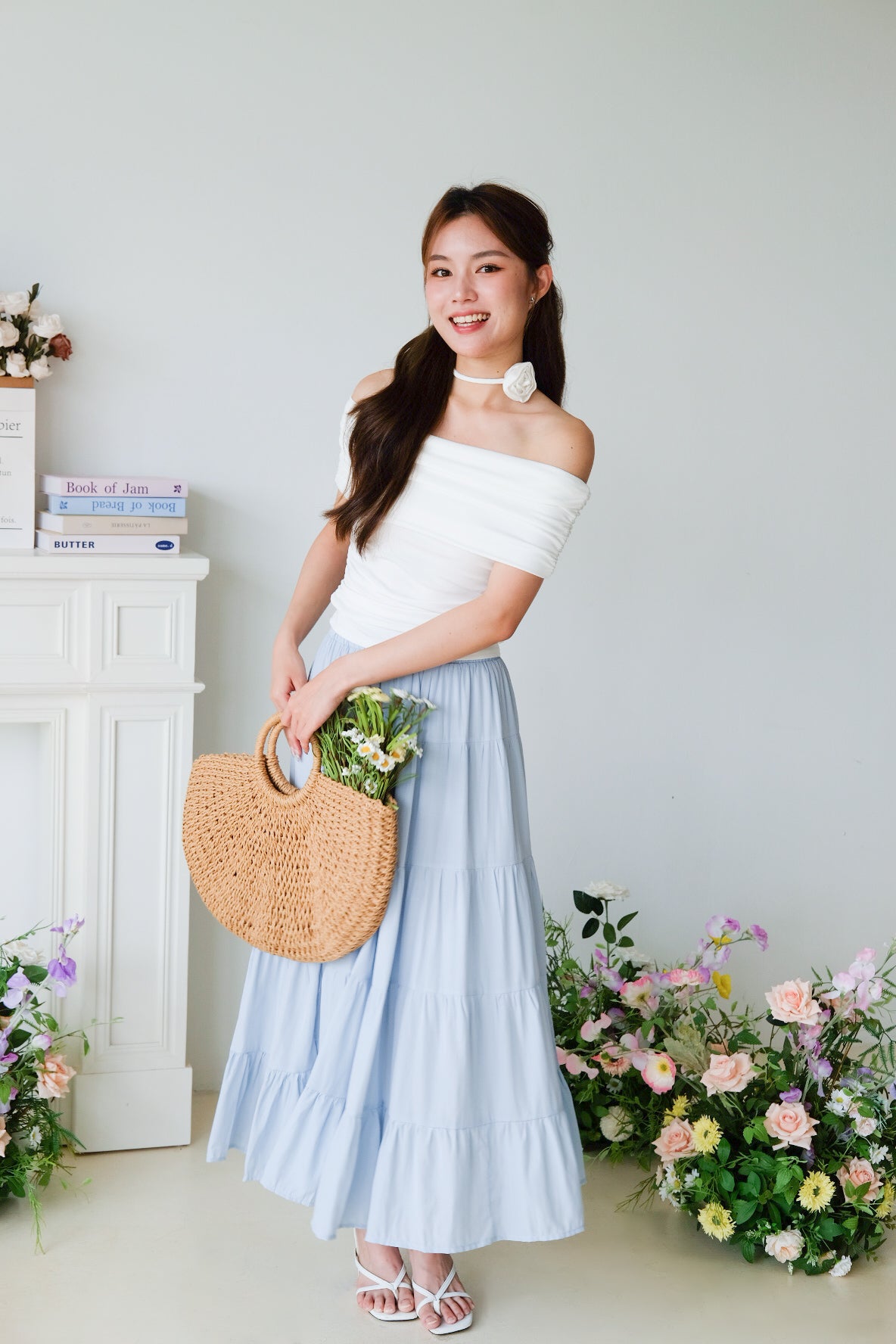 Willa Tiered Maxi Skirt (Sky Blue)
