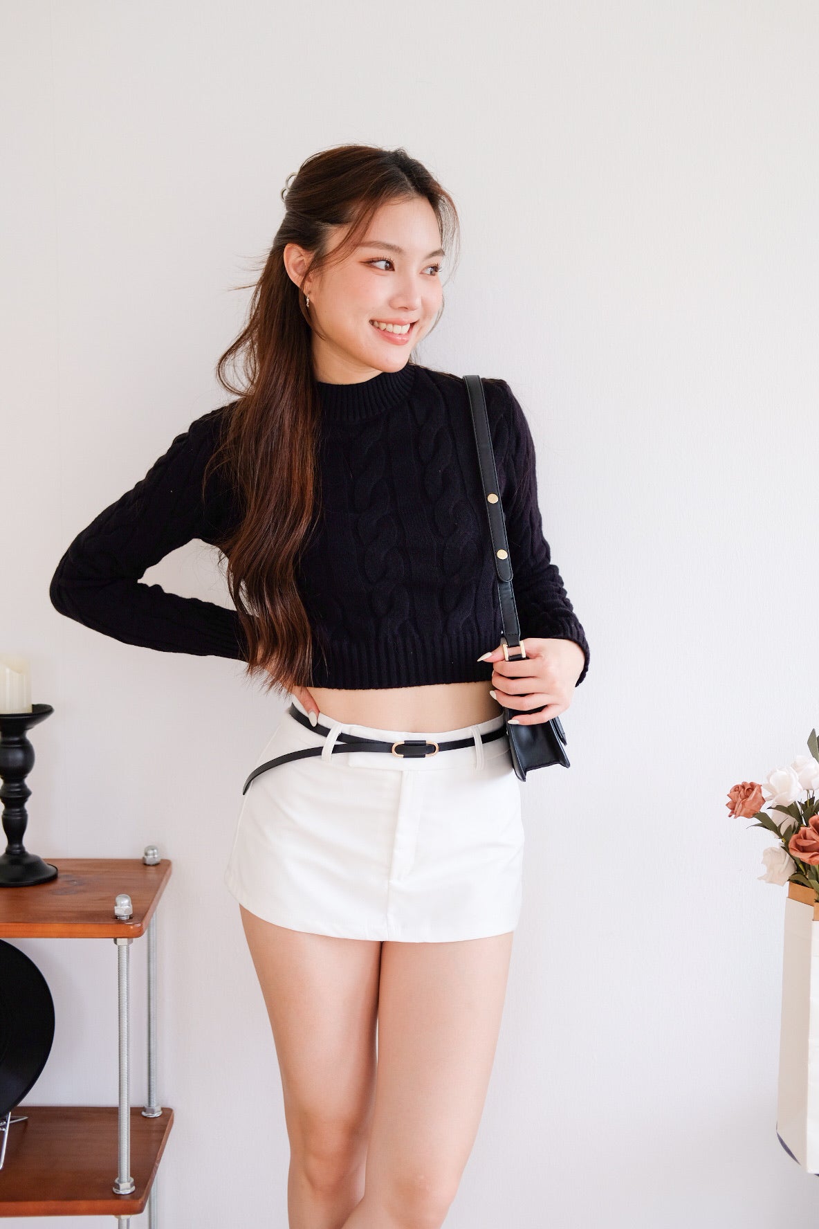 Jeanie Cable Knit Sweater (Black)