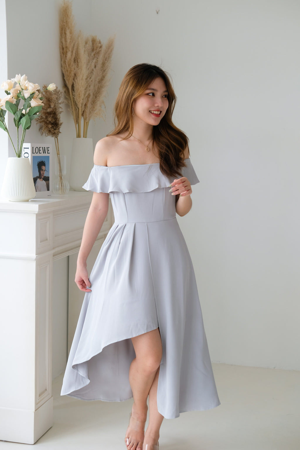 Rubelle | Lemon Asymmetric-Neck Maxi Dress With Draped-Detailing
