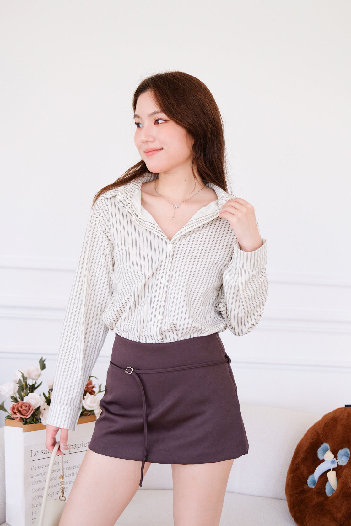 Tasha Mini Belt Skort (Mocha)