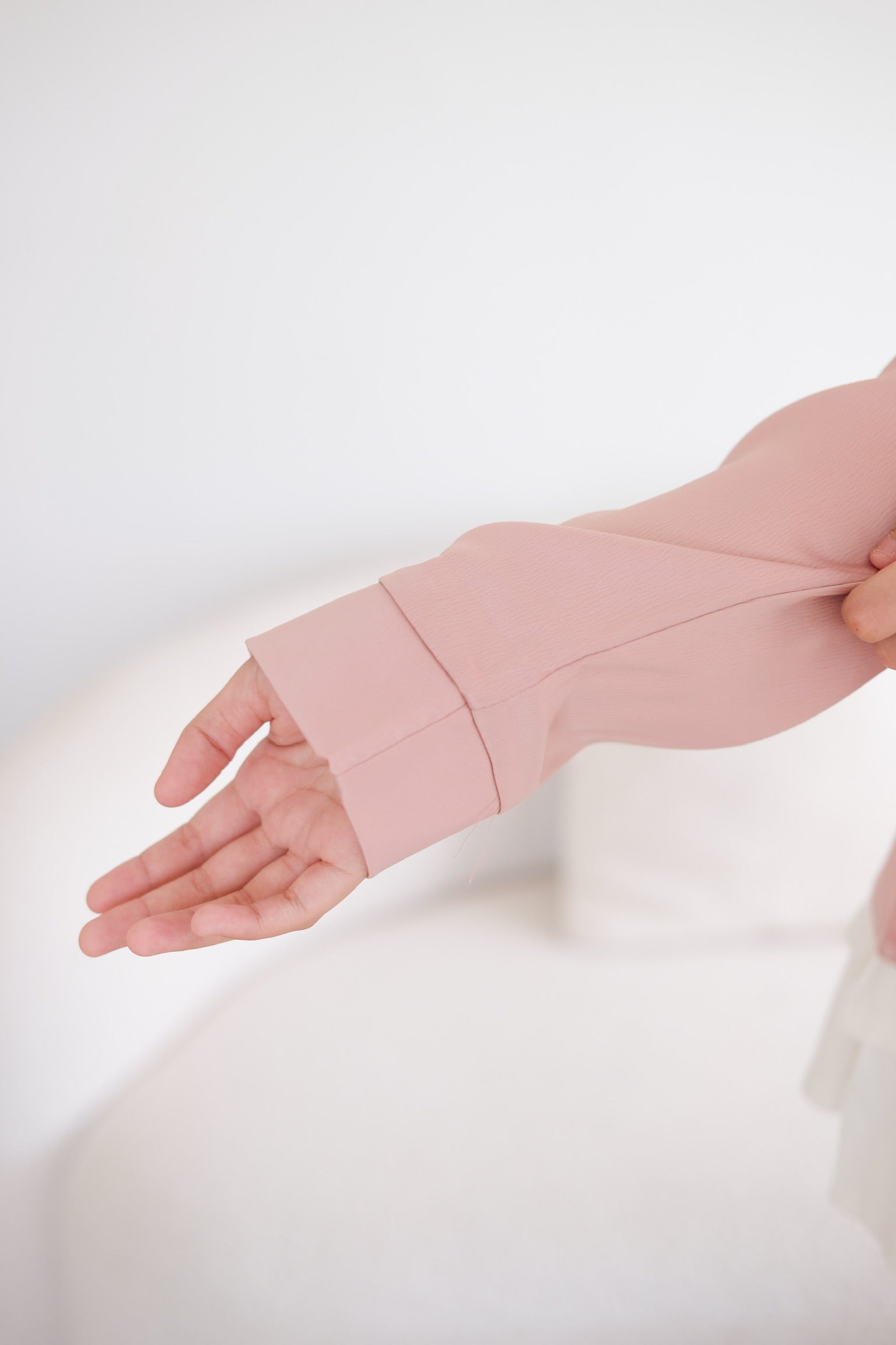 Pink Satin Collared Long Sleeved