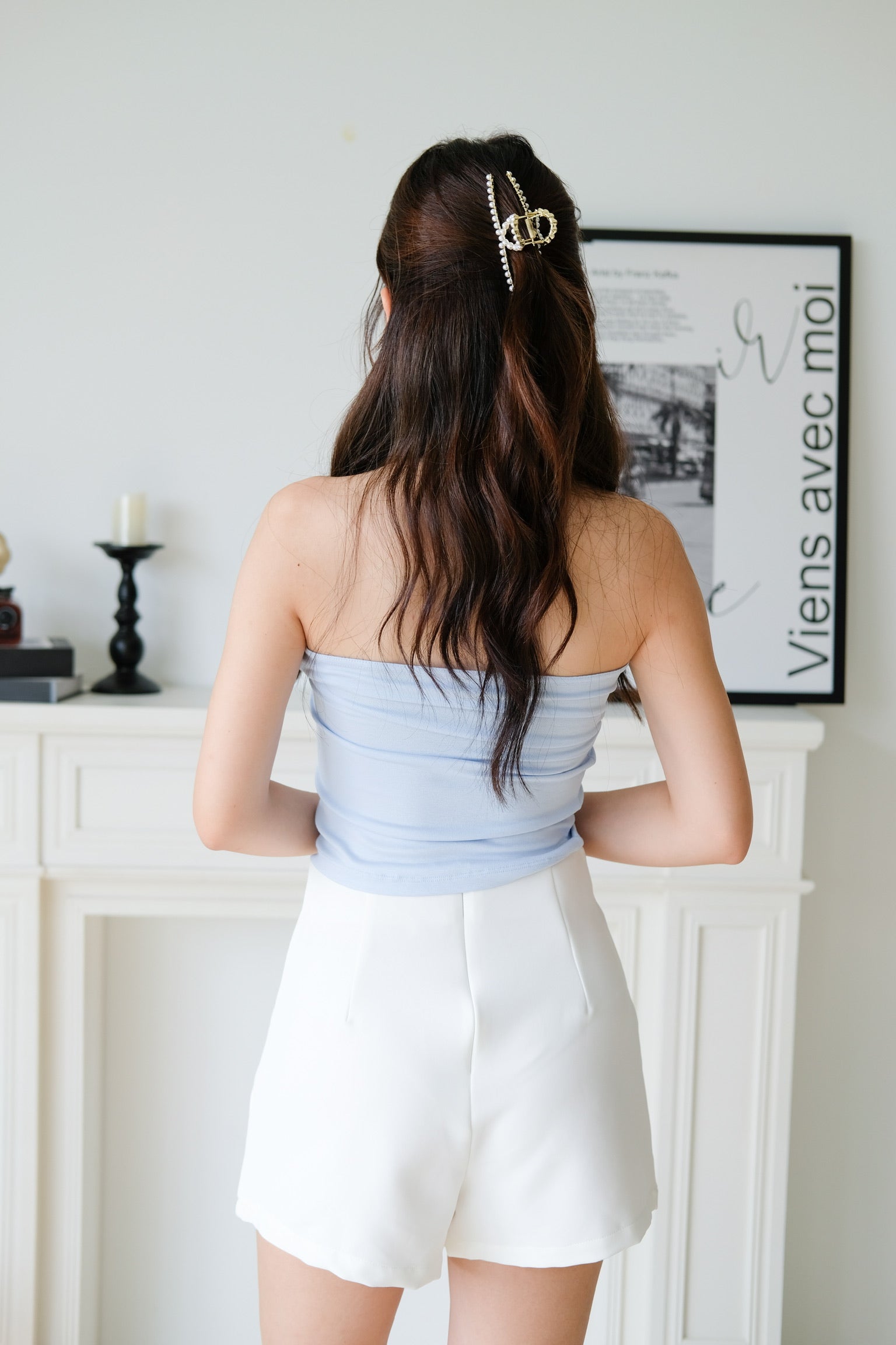 Naomi Twist Cotton Tube Top (Baby Blue)