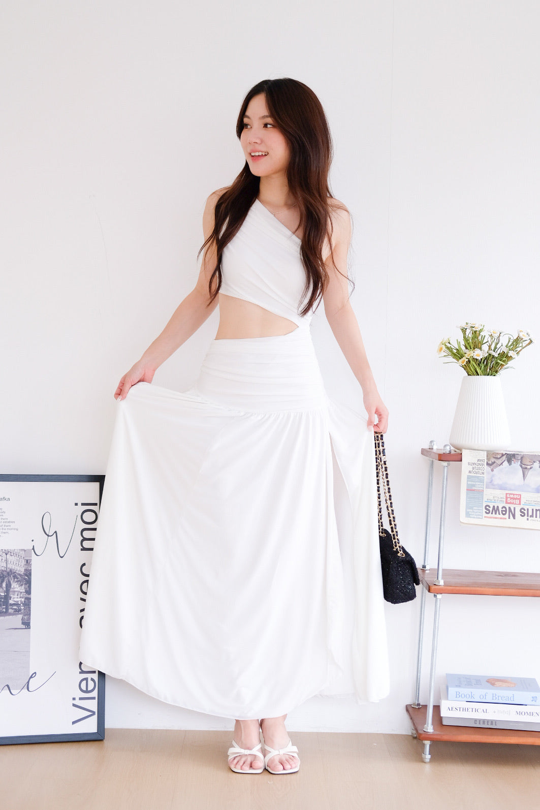Eclipse Toga Cut Out Maxi Dress (White)