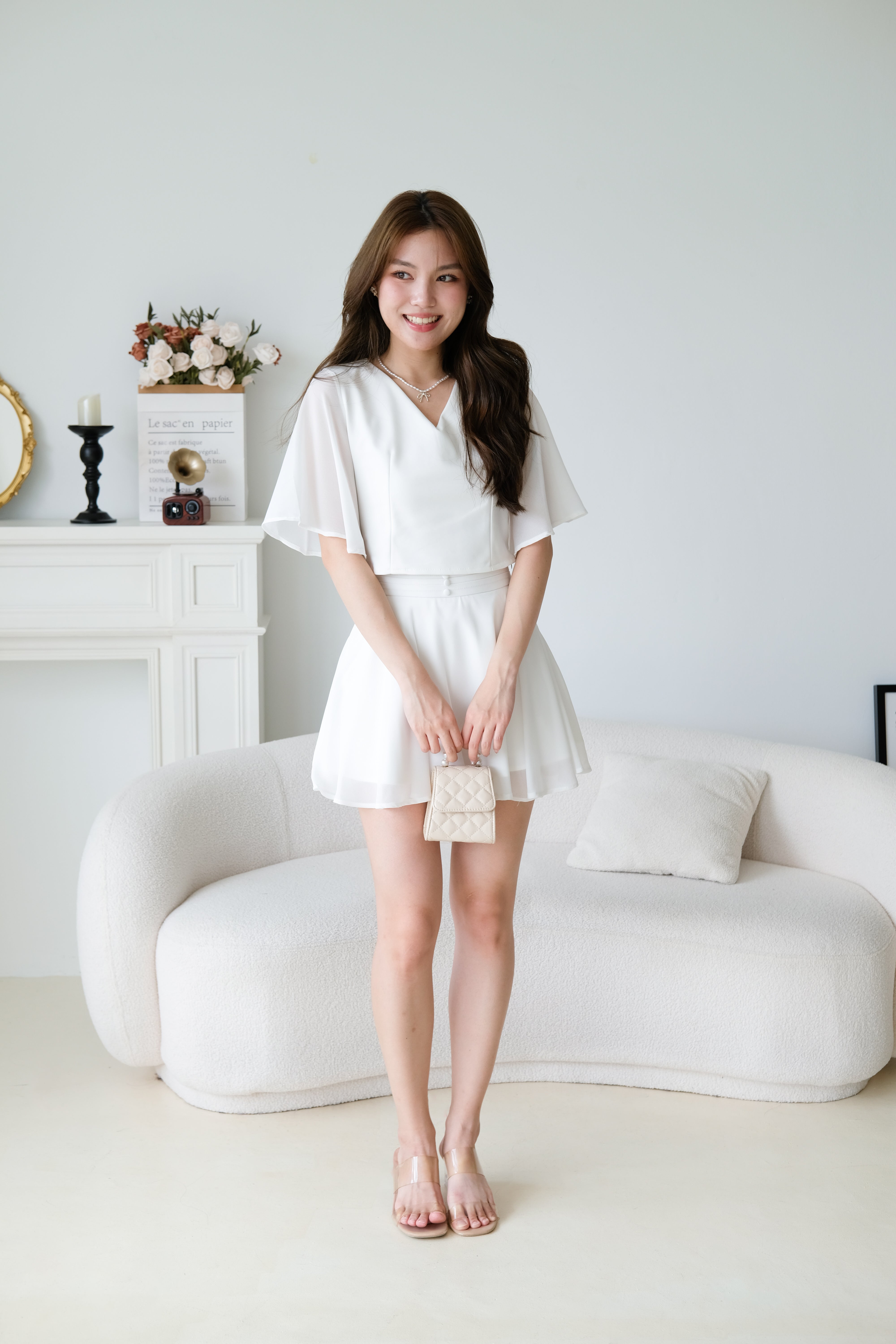 Caley Flutter Sleeves Set (White)