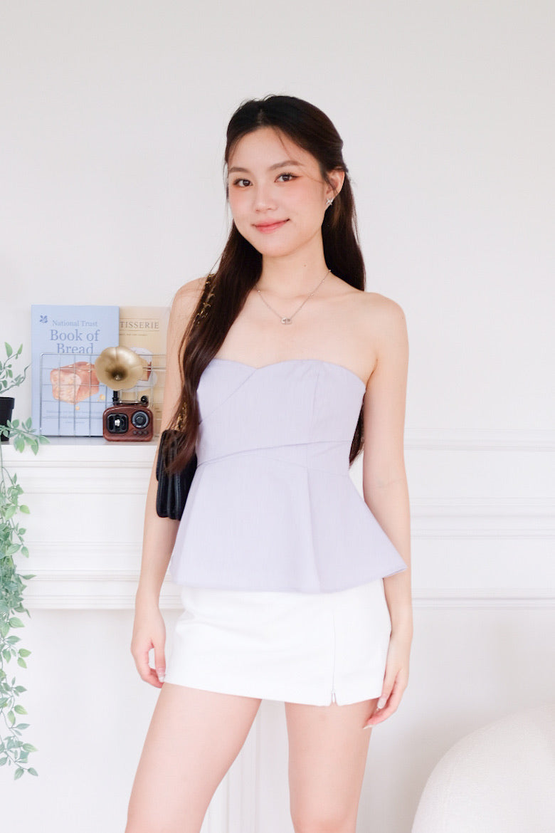 Riviera 2 Ways Padded Peplum Top (Misty Purple)