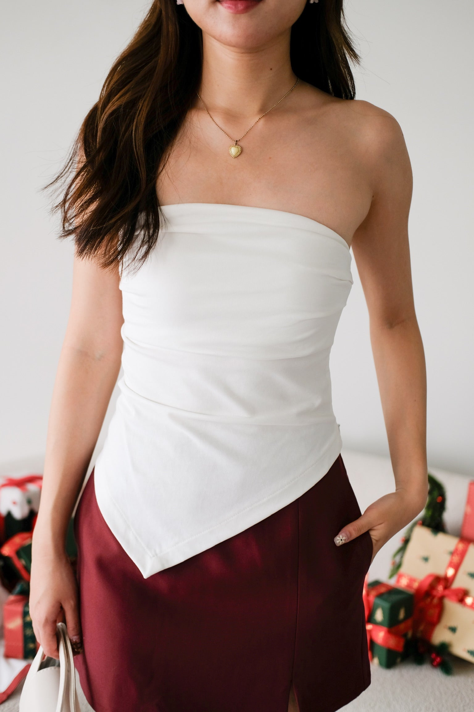 Porter Asymmetrical Tube Top (White)