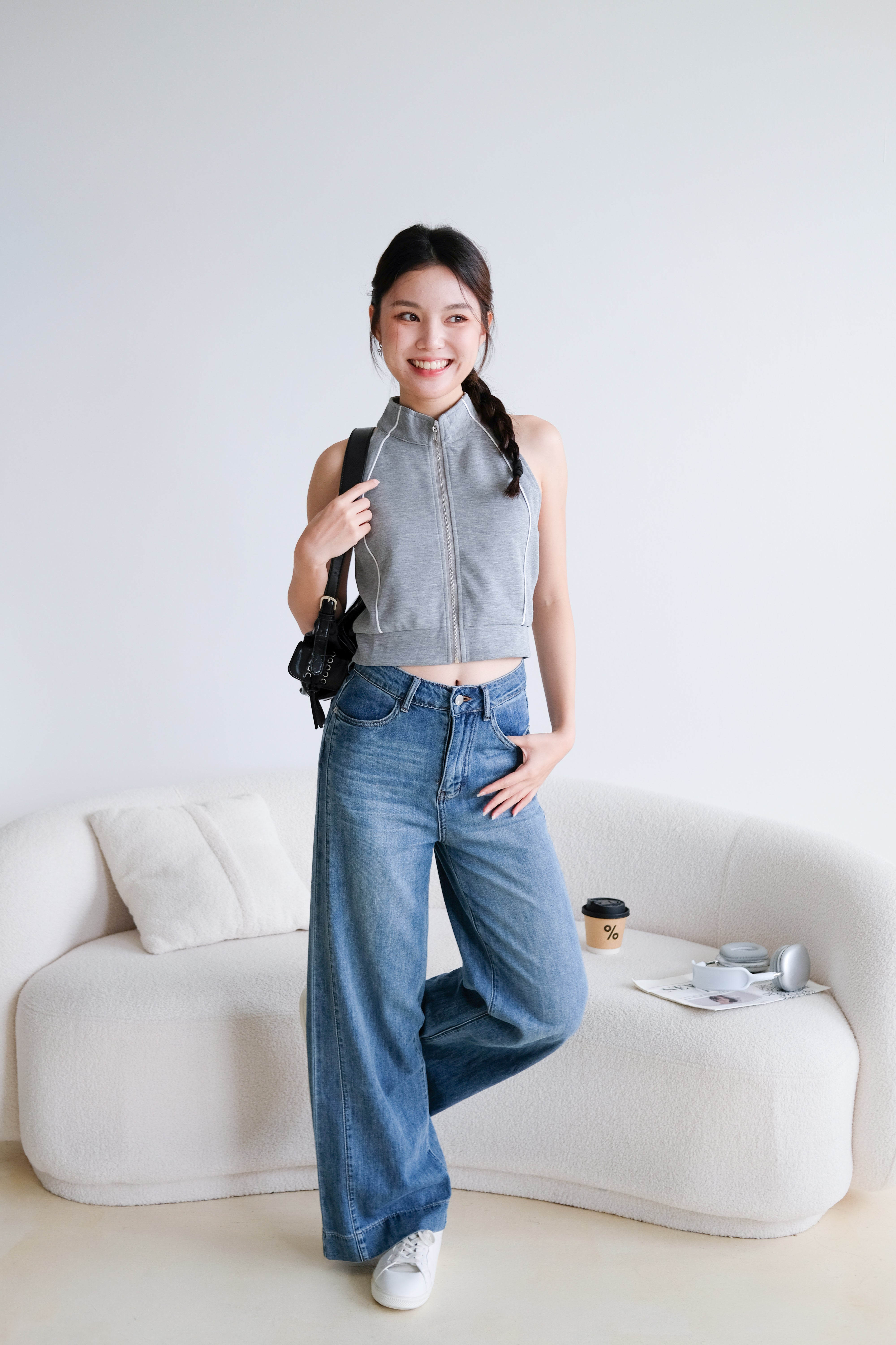 Fred Sporty Halter Top (Grey)