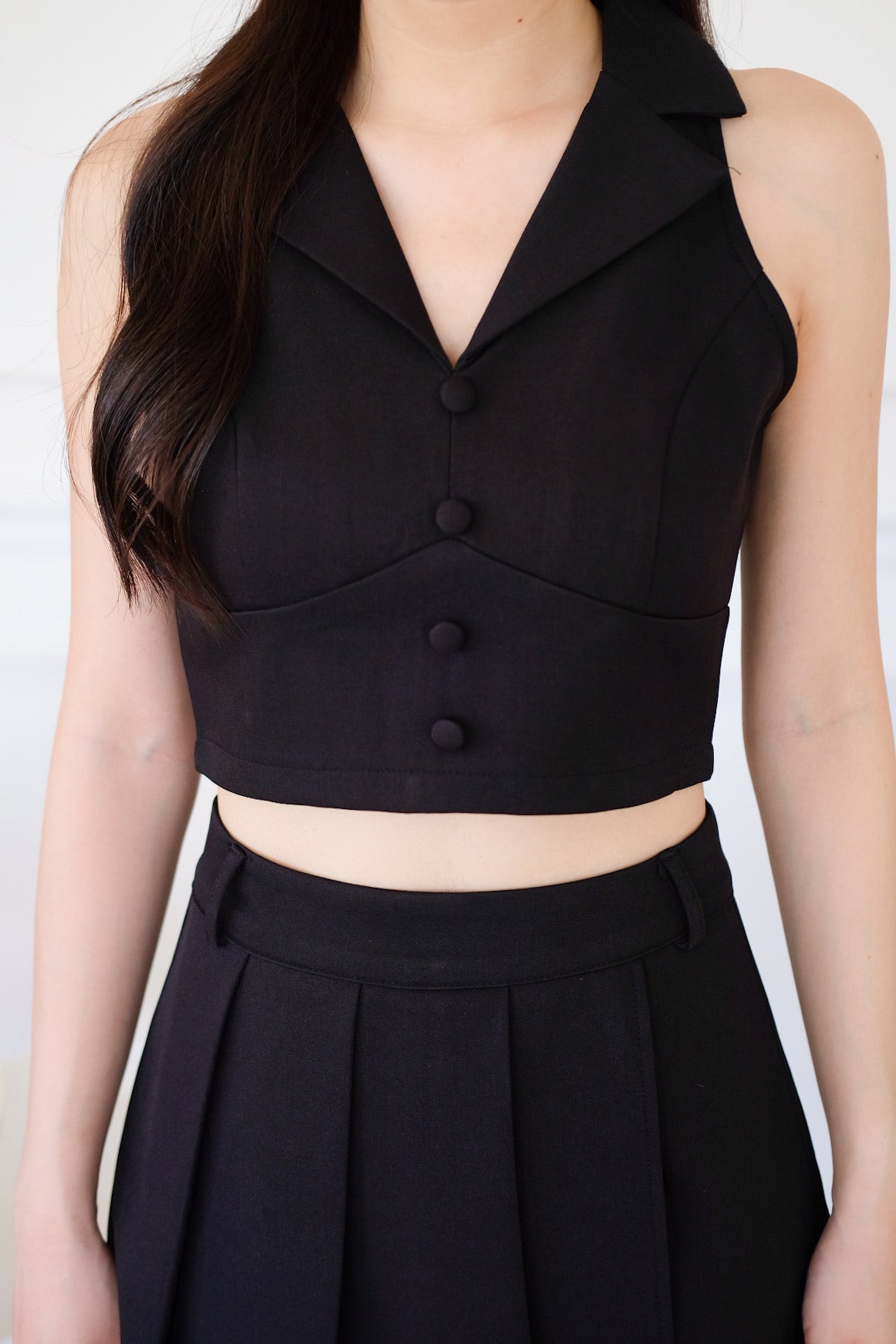 Sherina Vest Skort Set (Black)