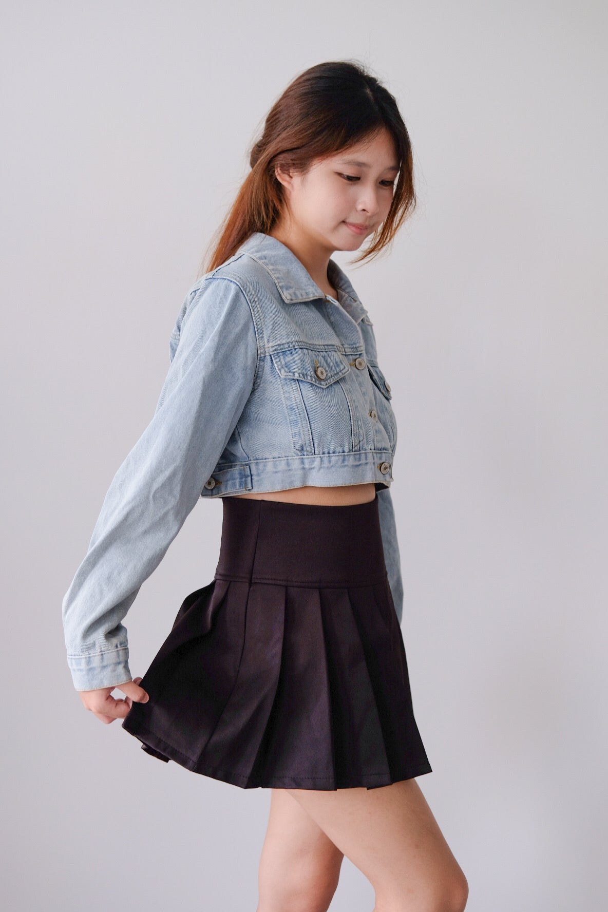 Black Pleated Mini Skirt