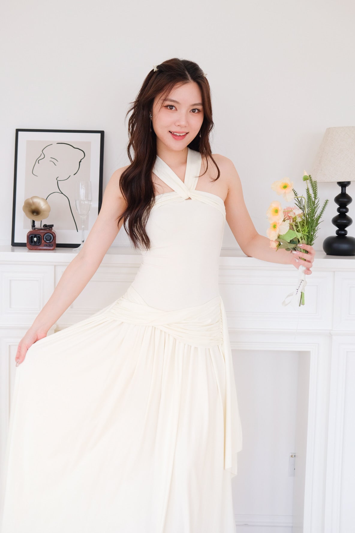 Jessy Toga Cotton Maxi Dress (Pastel Cream)