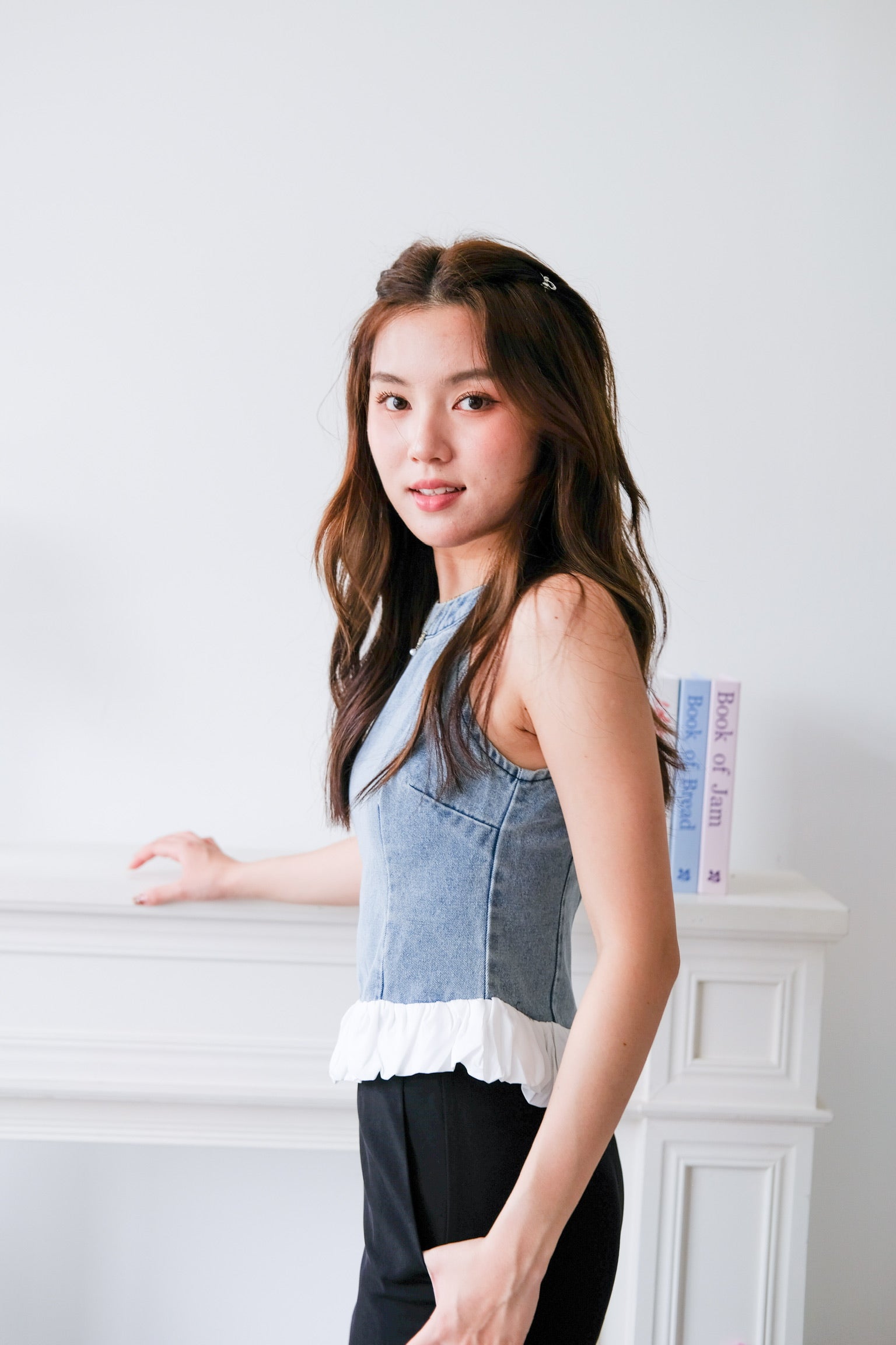 Lica Bubble Cloud Halter Denim Top (Acid Blue)