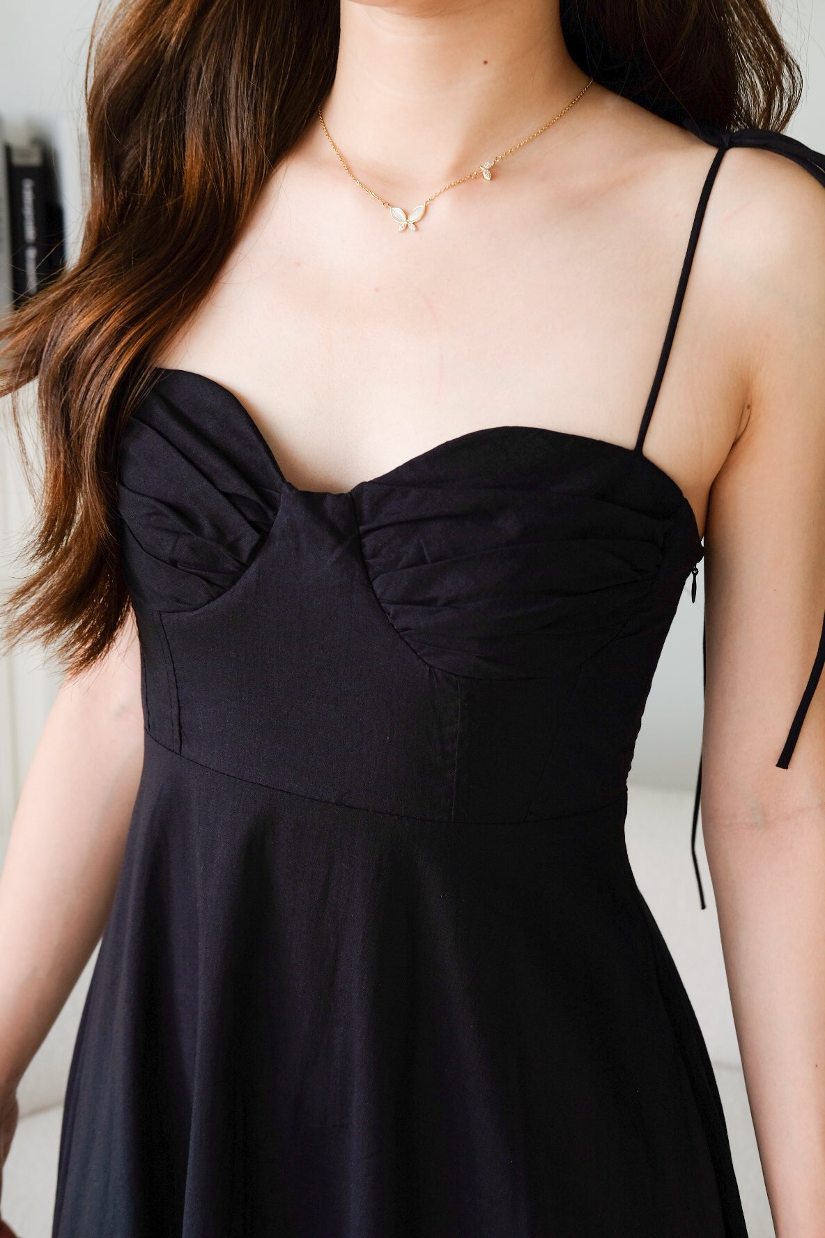 Delanie Sweetheart Ruffle Maxi Dress (Black)