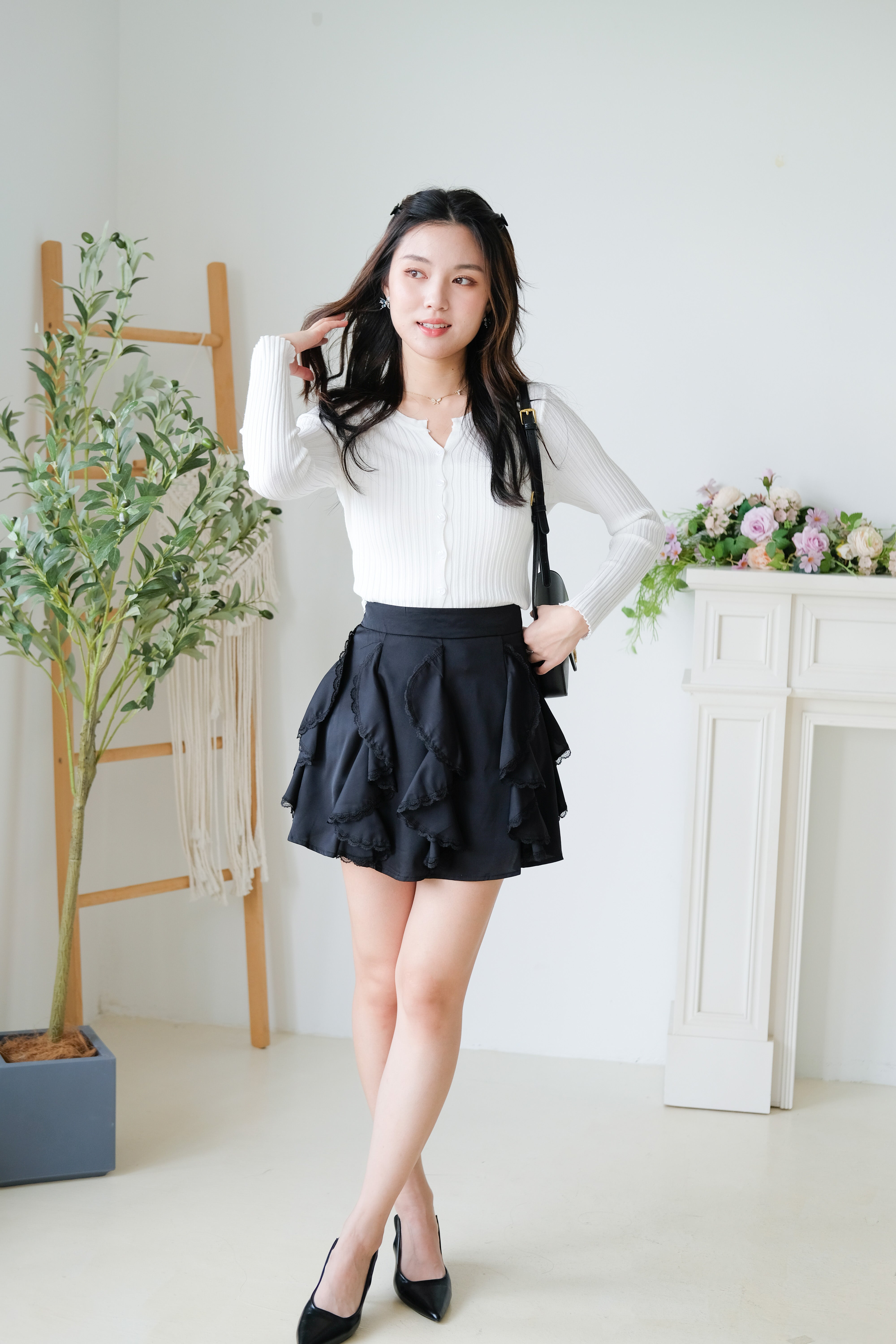 Soft Hour Knit Ribbed Cardigan (White)