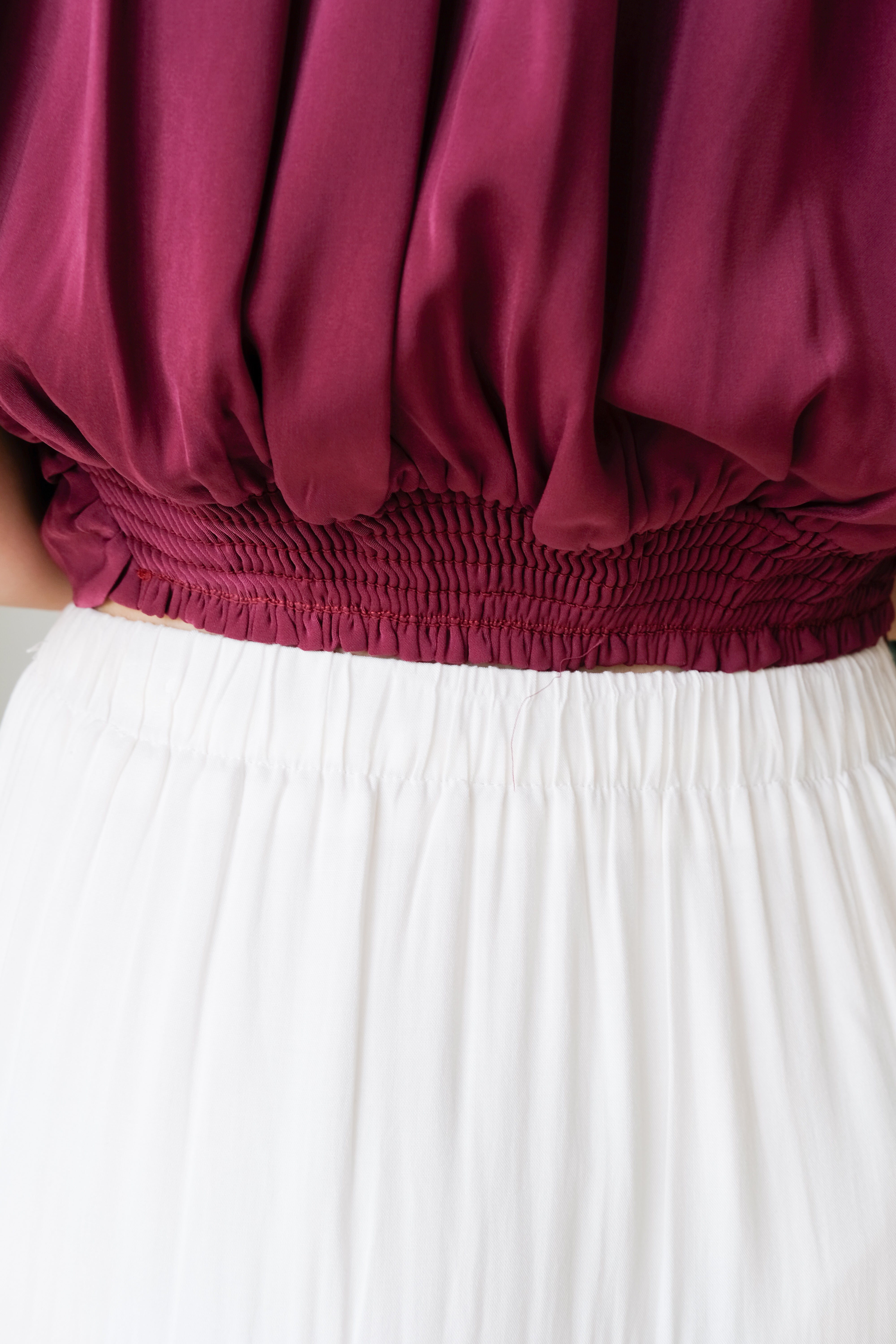 Gabine High Neck Ruched Top (Wine)