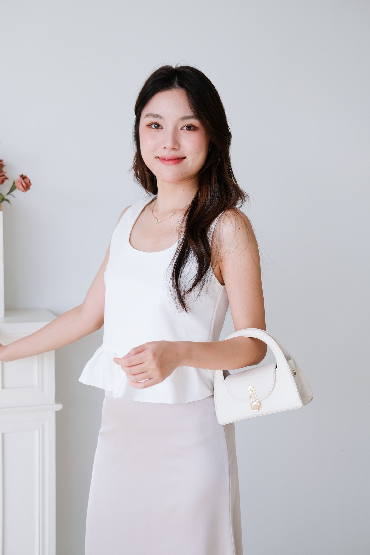 Vivara Ruffle Peplum Crop (White)