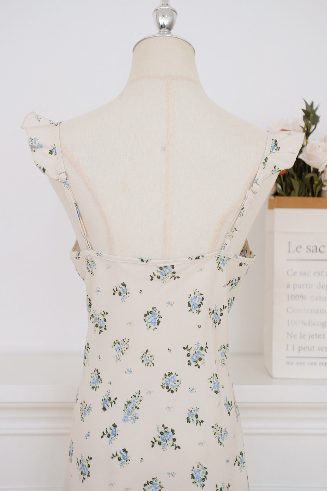 Cream Tie Front Floral Maxi Dress