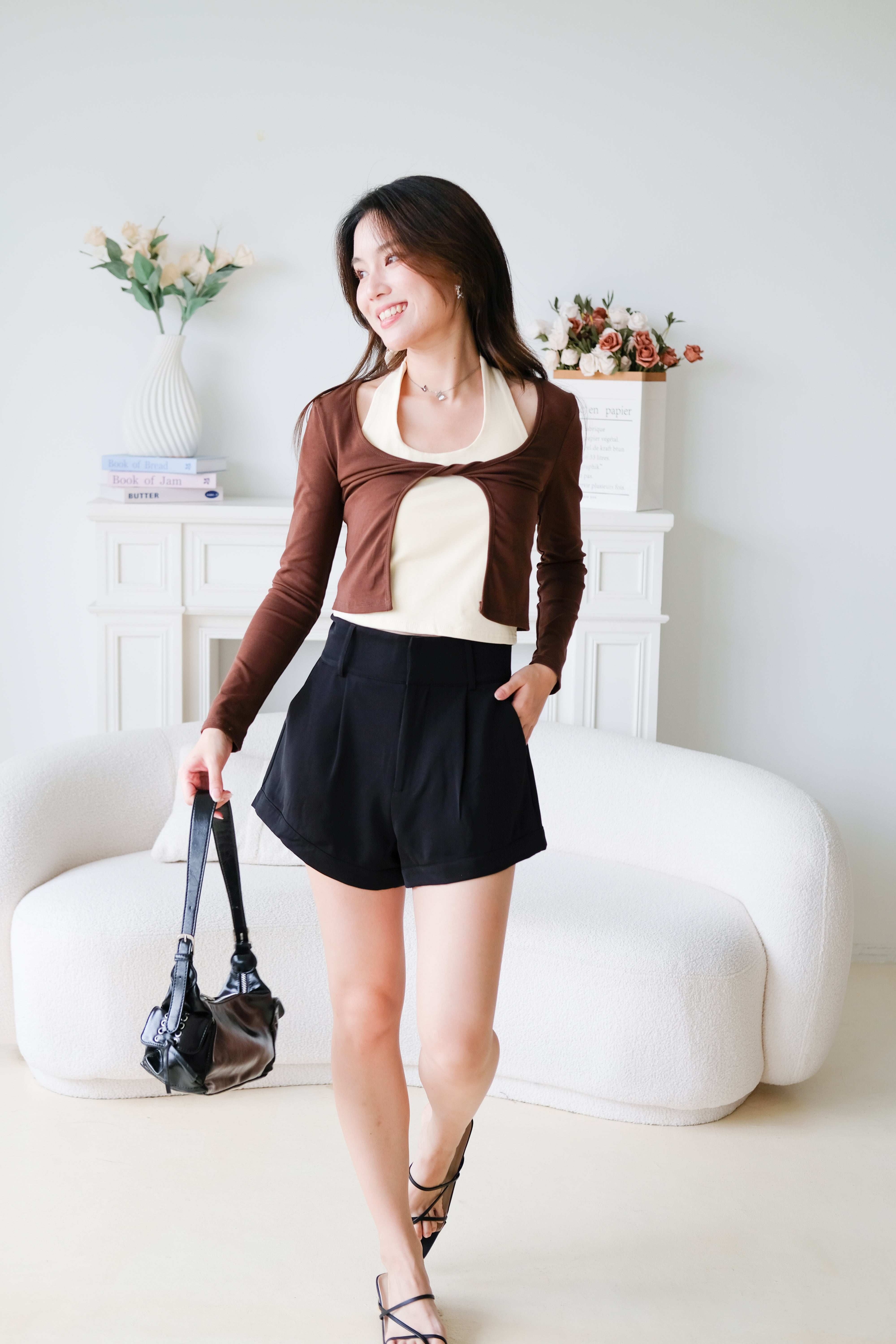 Bonnie Halter Cardigan Set (Mocha)