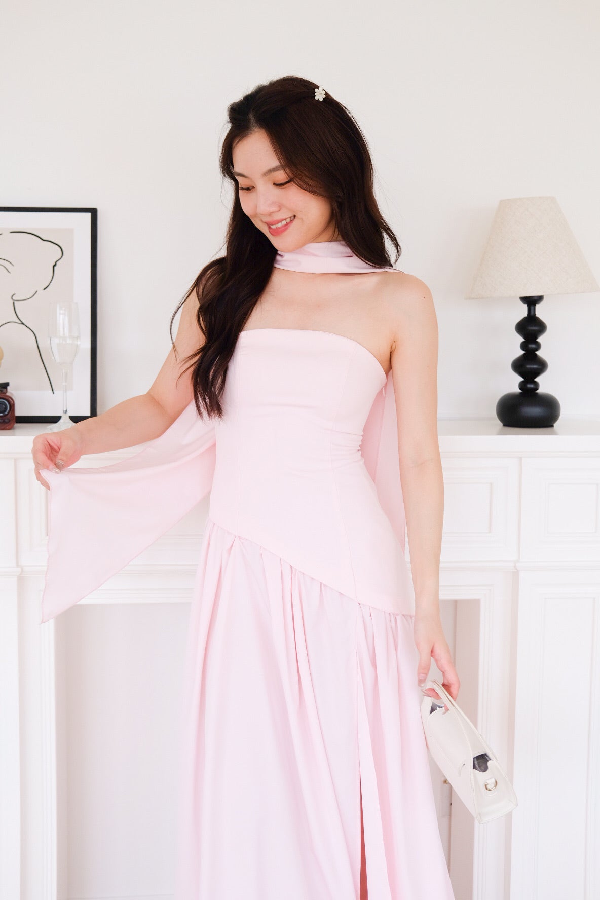 Kimberly Tube Sash Maxi Dress (Baby Pink)