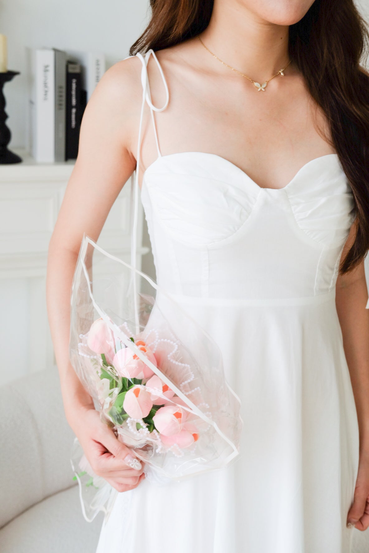 Delanie Sweetheart Ruffle Maxi Dress (White)