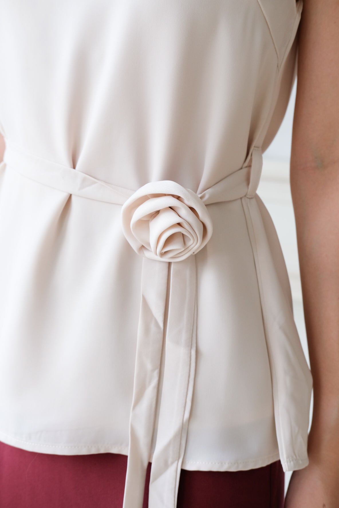 Rosina Chiffon Flare Top (Beige)