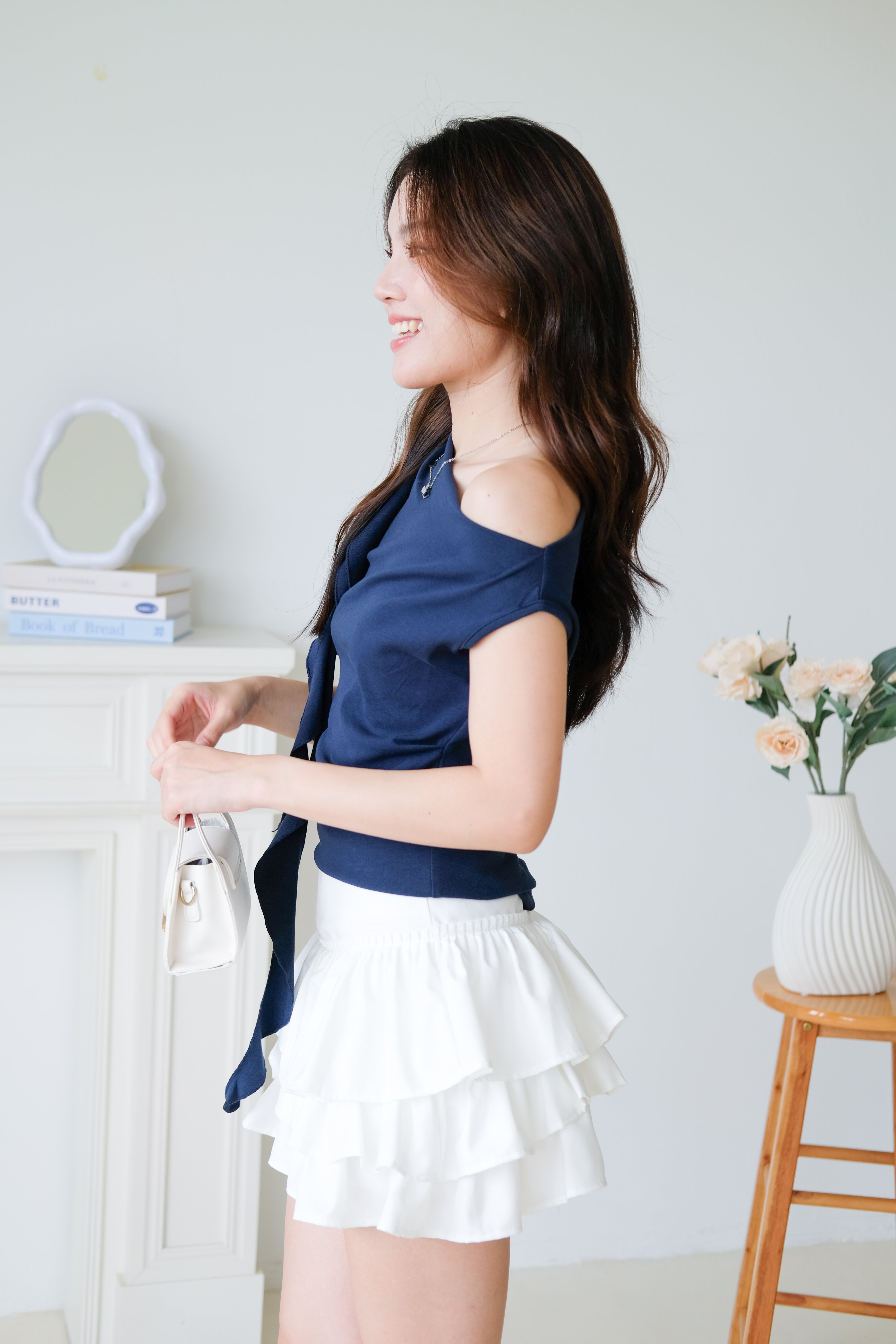 Elora Ruffle Toga Top (Navy Blue)