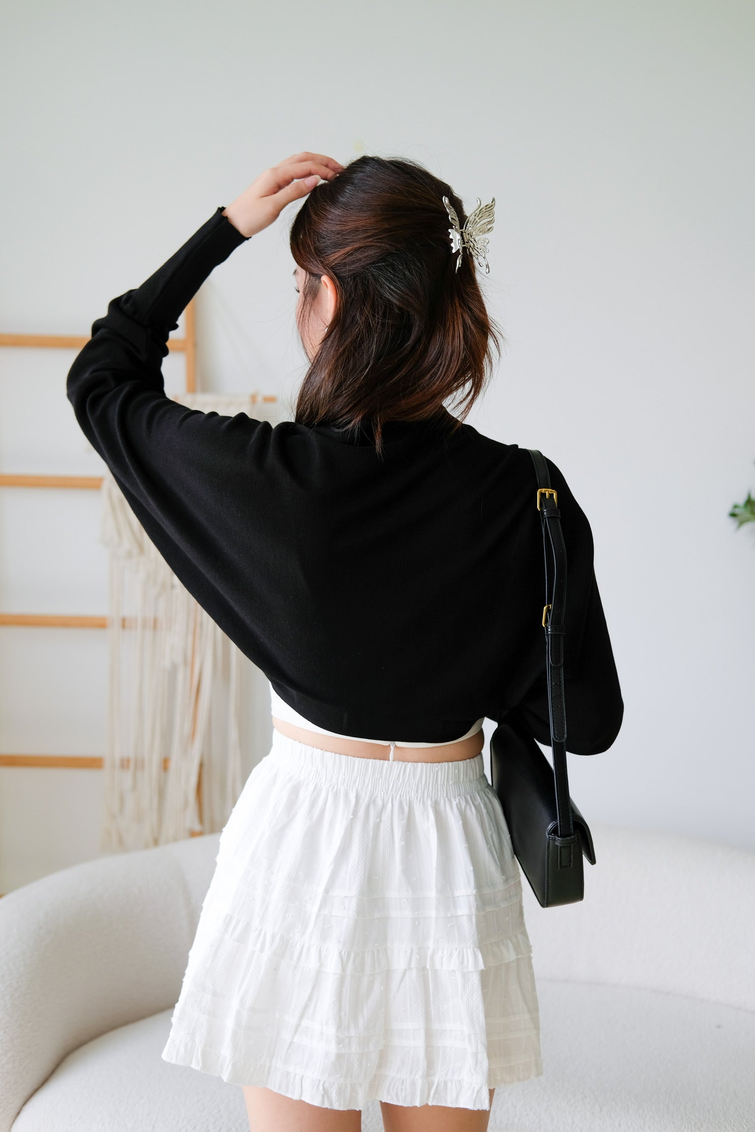 Blaire Bolero Cotton Cardigan (Black)
