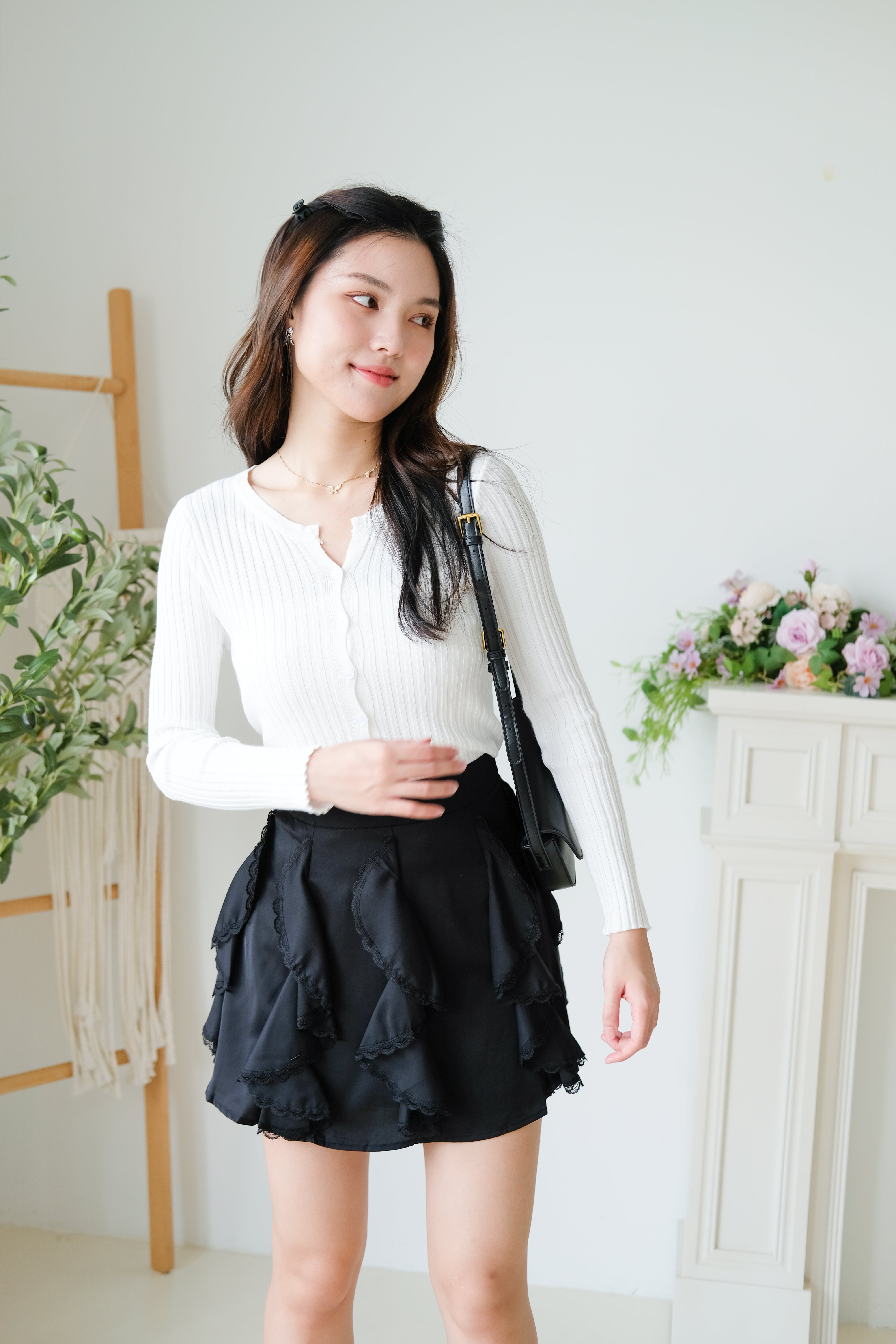 Soft Hour Knit Ribbed Cardigan (White)