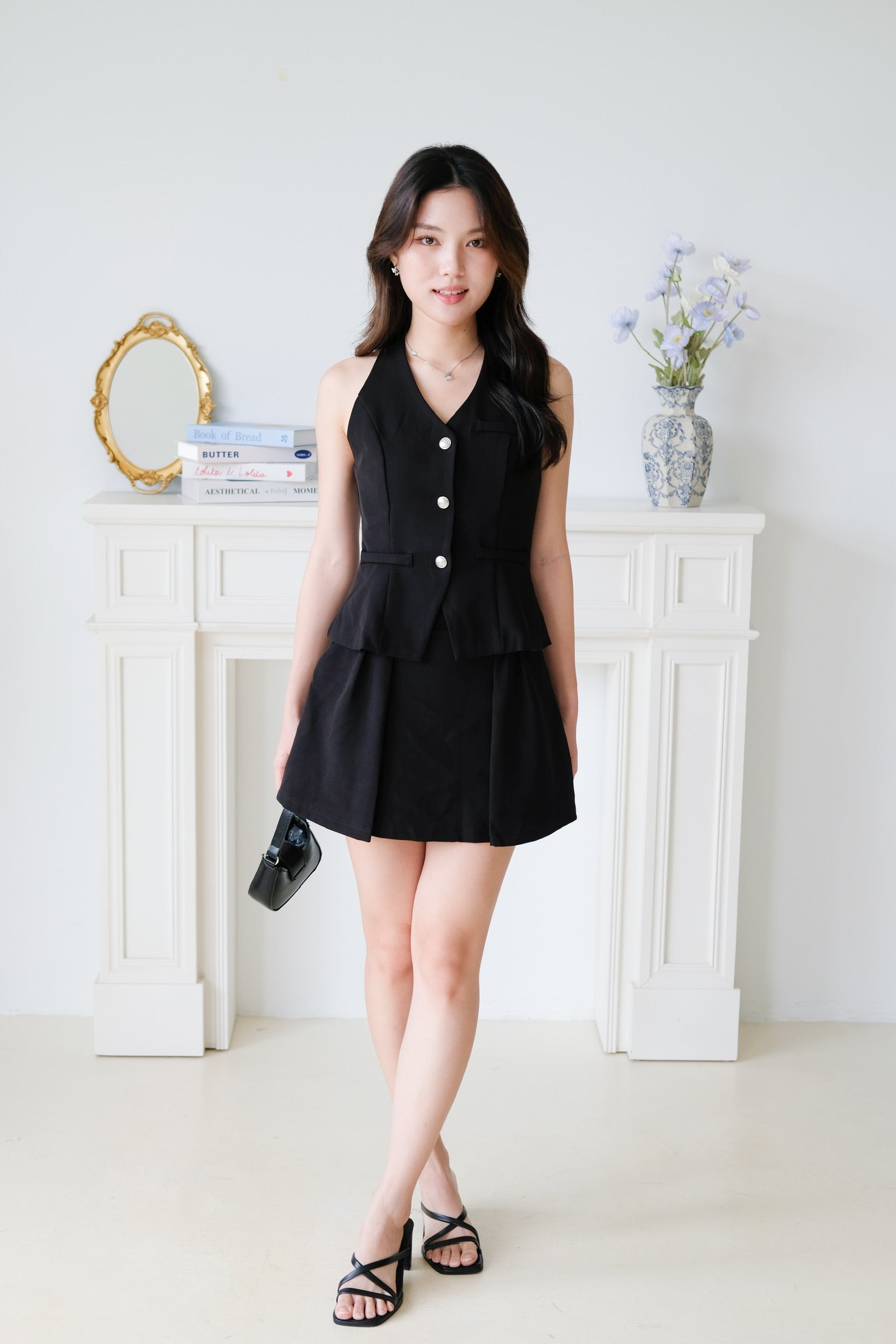Megan Classic Vest Set (Black)