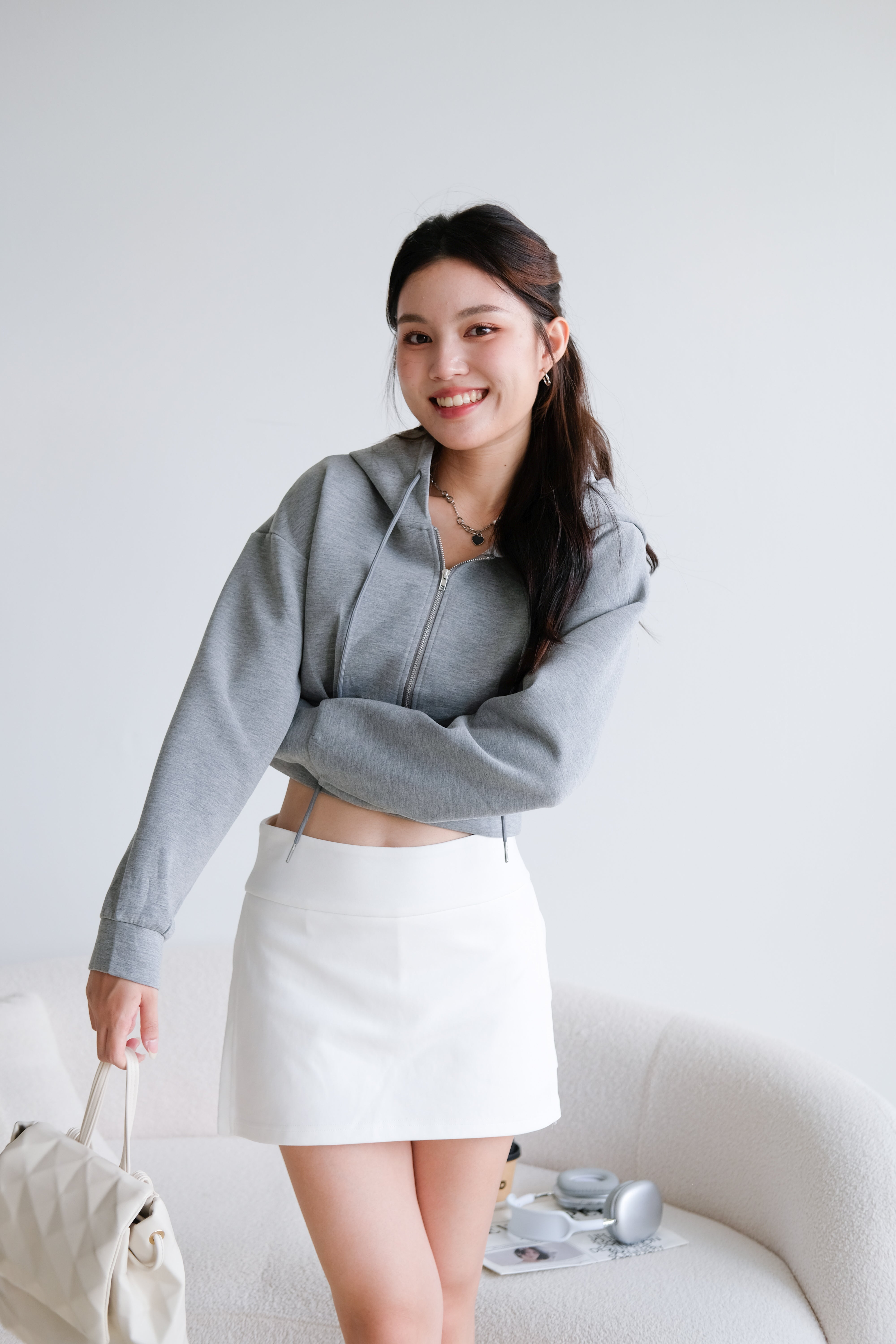 Gio Sporty Side Slit Skorts (White)