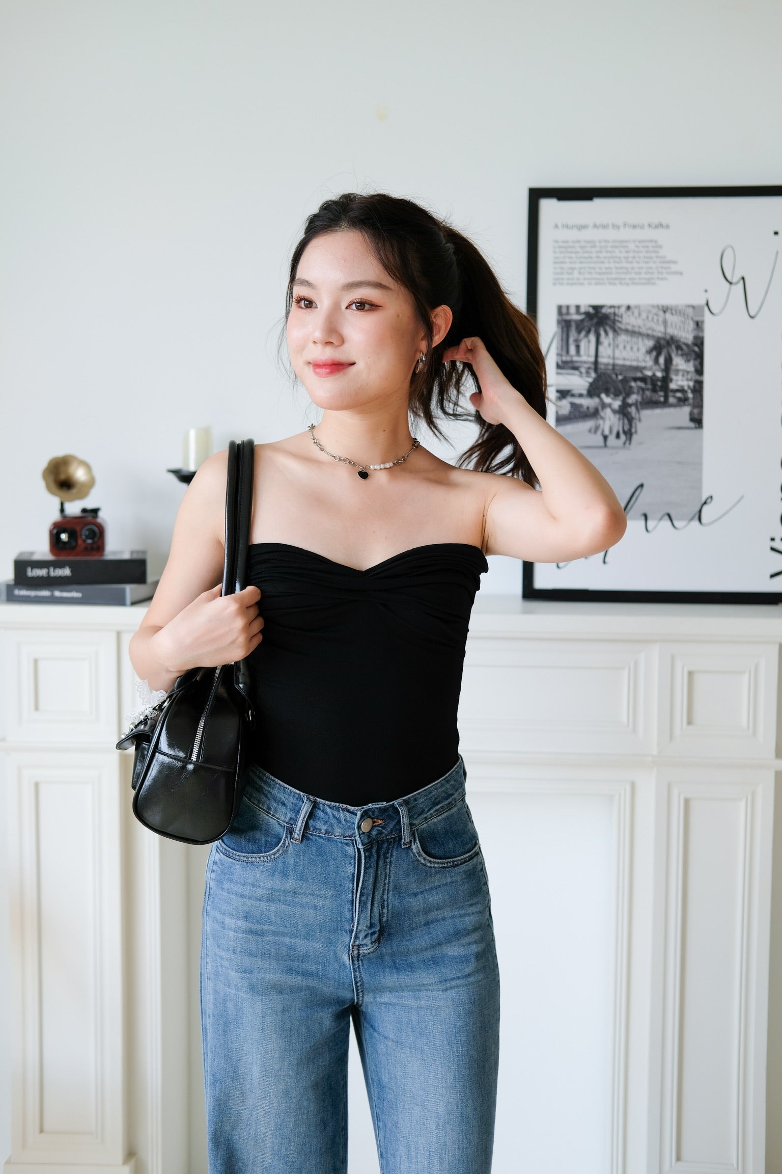 Naomi Twist Cotton Tube Top (Black)