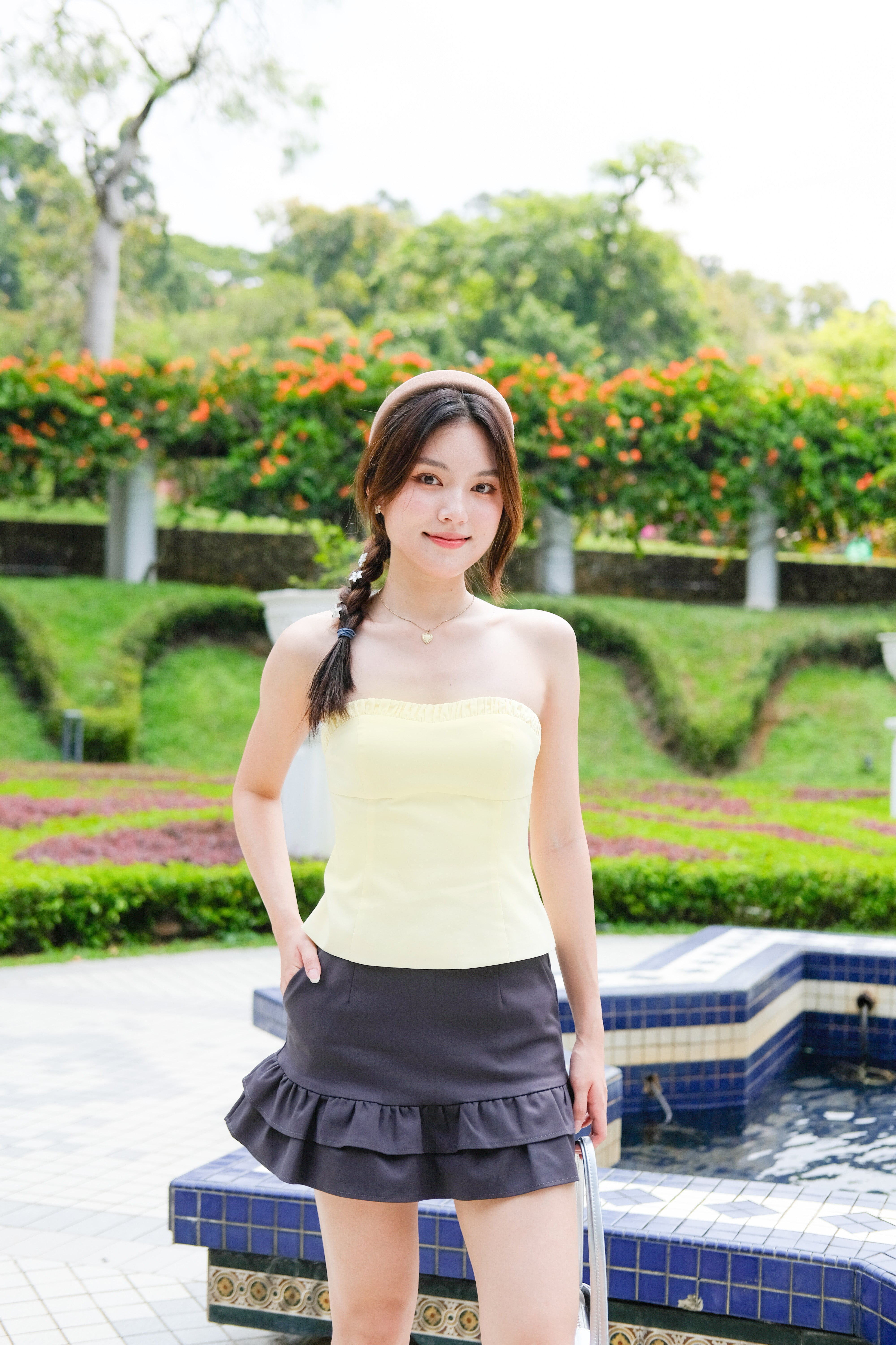 Ethereal Ruched Padded Tube Top (Buttermilk Yellow)