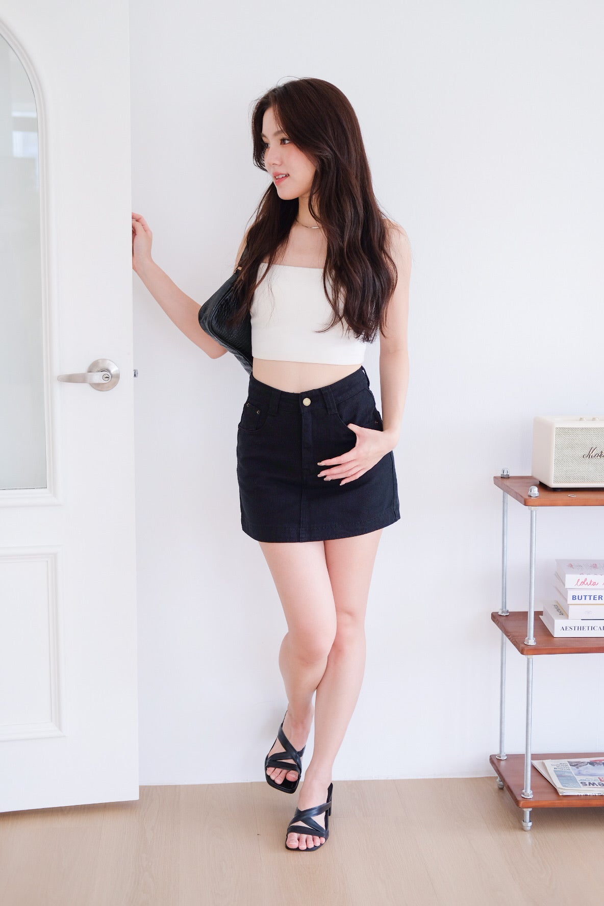 Levin Denim Skorts (Black)