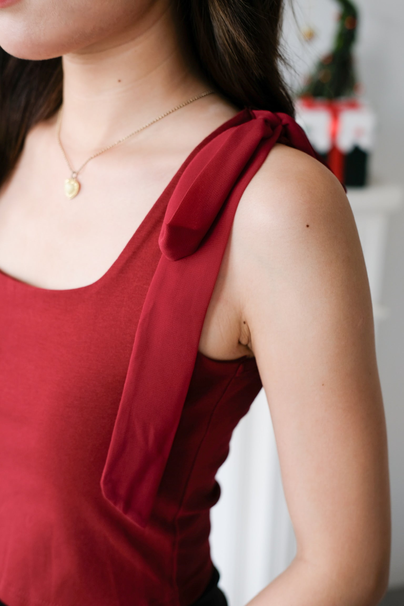 Bridget Self Tie Ribbon Crop Top (Maroon)