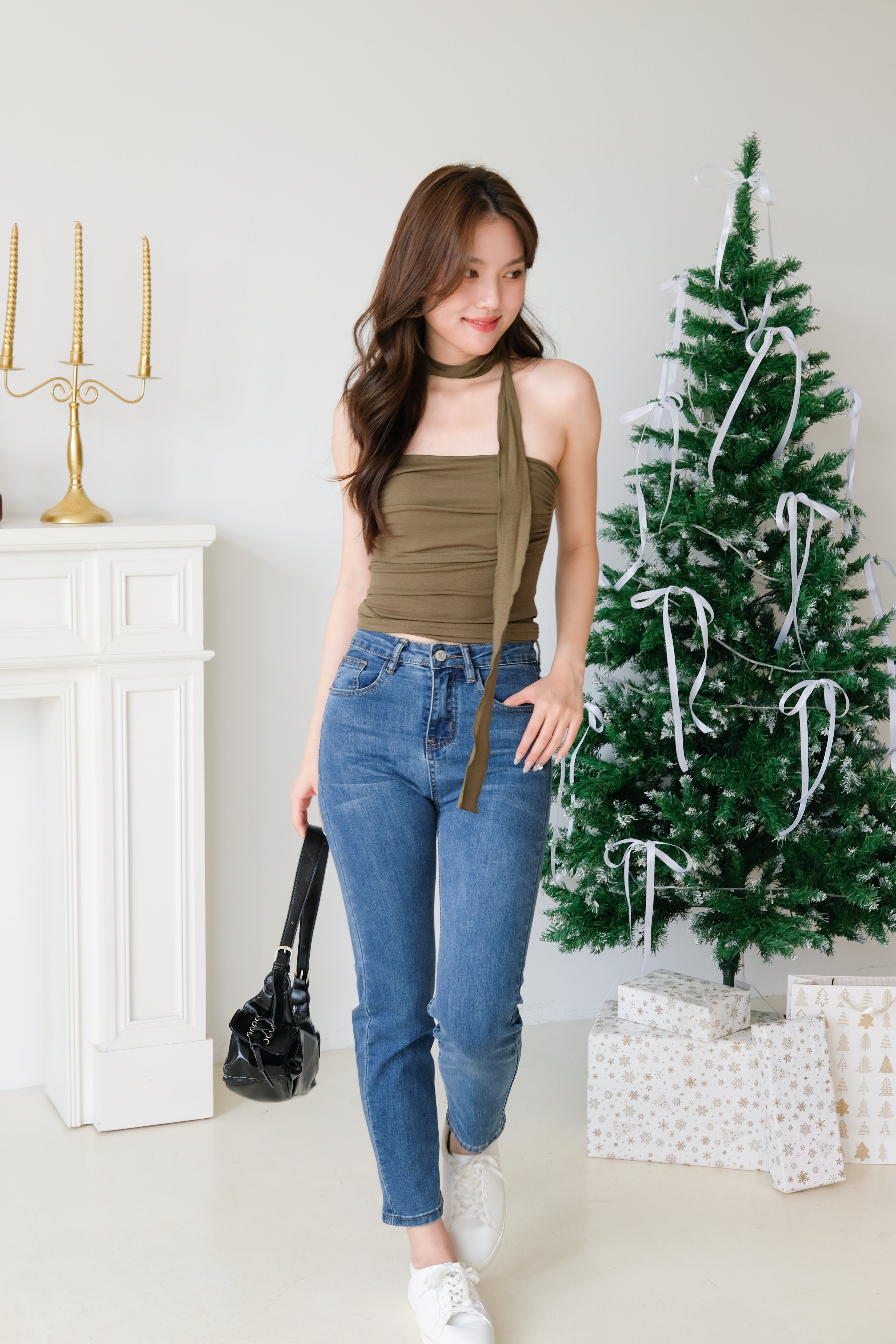 Maxine Tube Ruched Top (Olive)