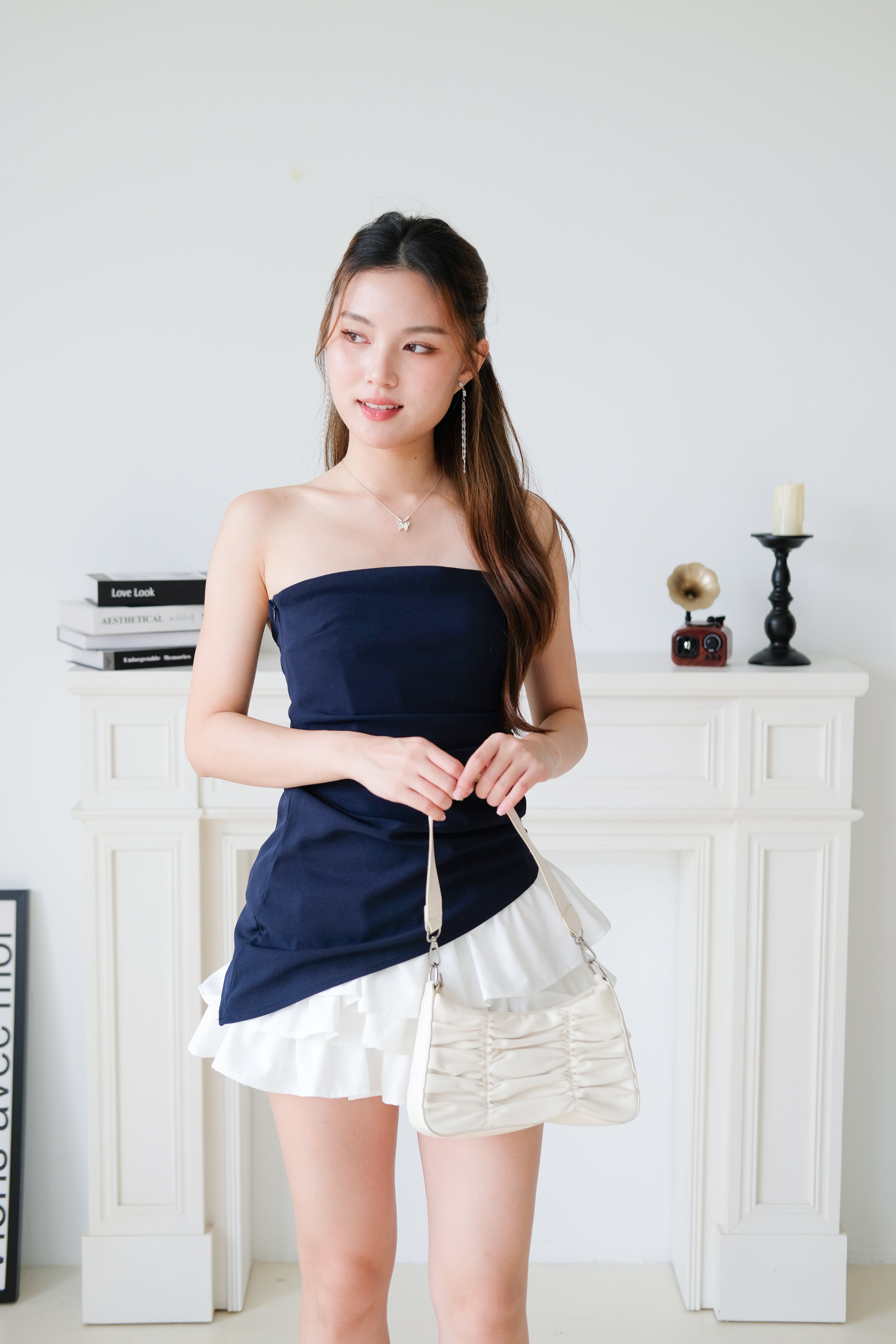 Power Hour Asymmetrical Tube Top (Navy Blue)