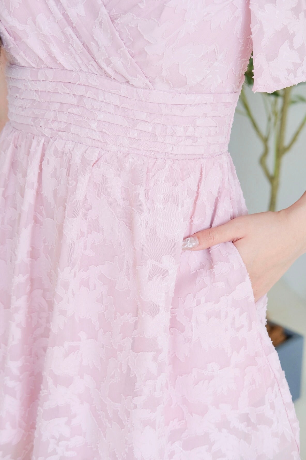Eloise Flutter Sleeve Dress (Peony Pink)