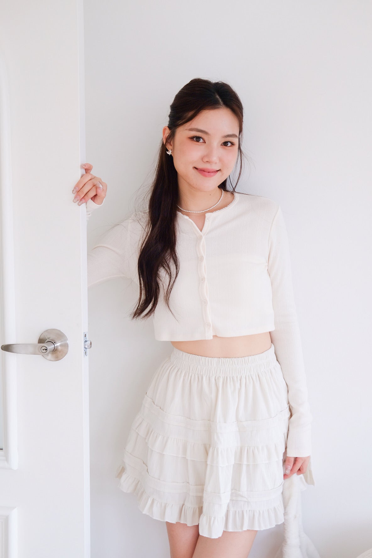 Danielle Cropped Cardigan (Cream)