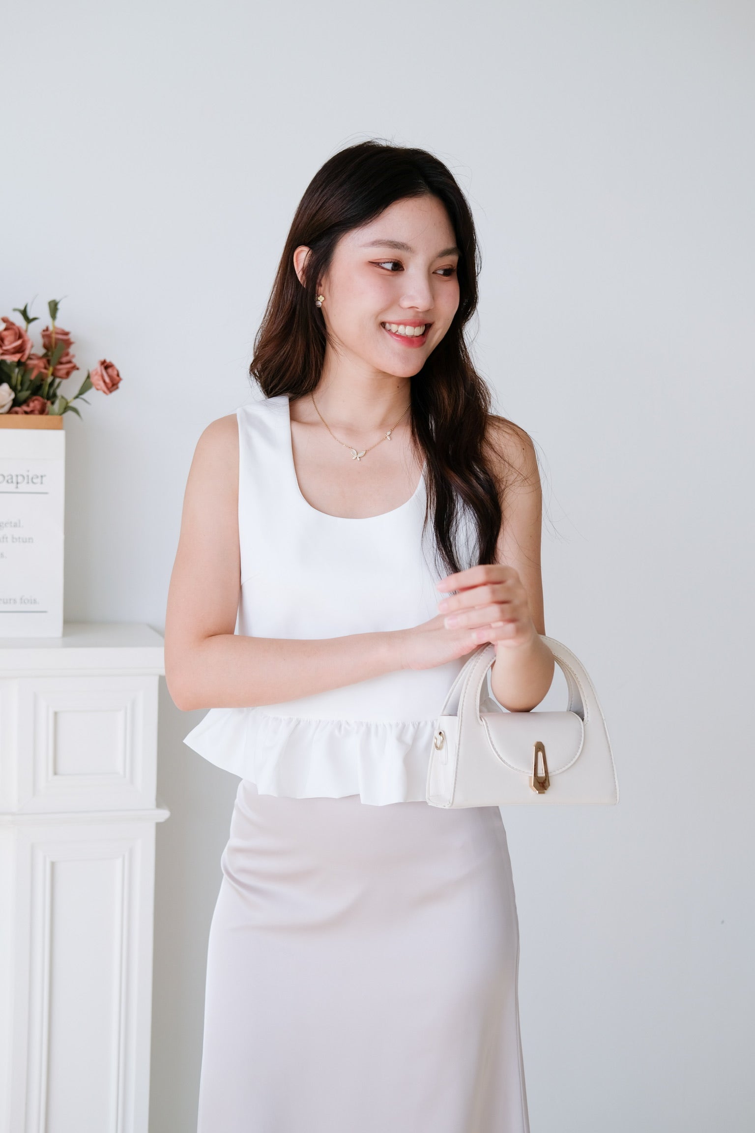 Vivara Ruffle Peplum Crop (White)