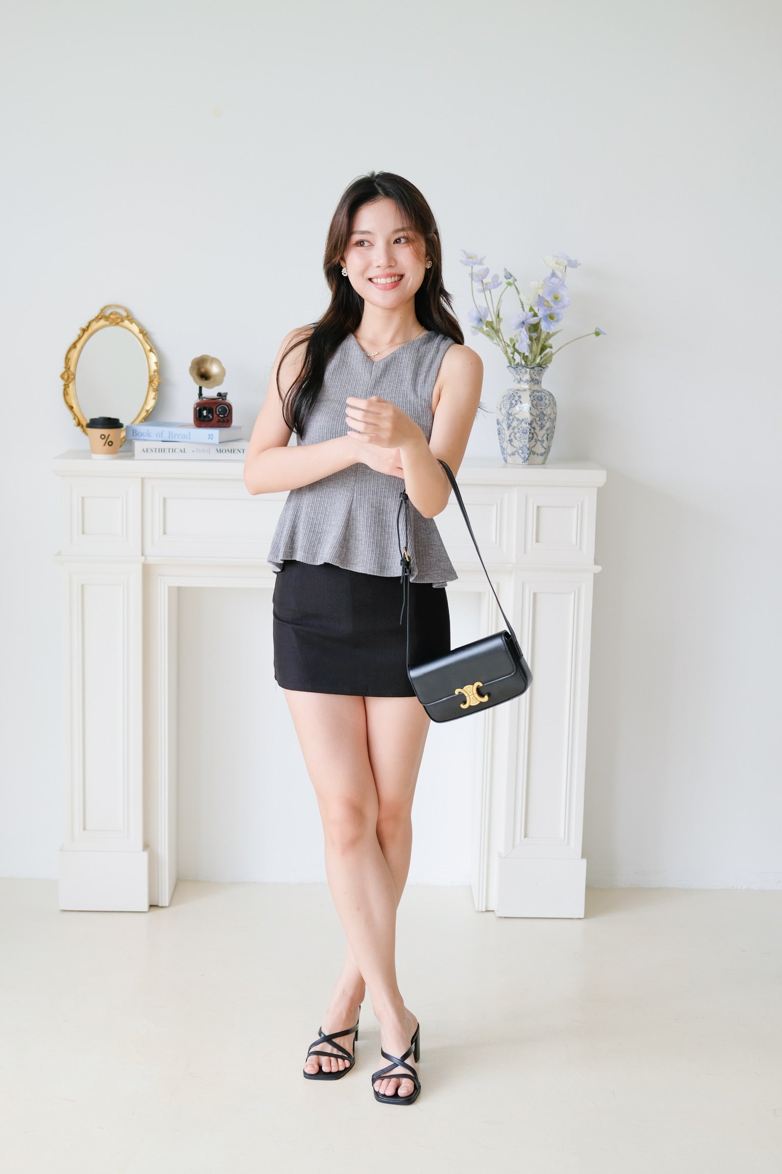 Poppy Peplum Top (Grey)