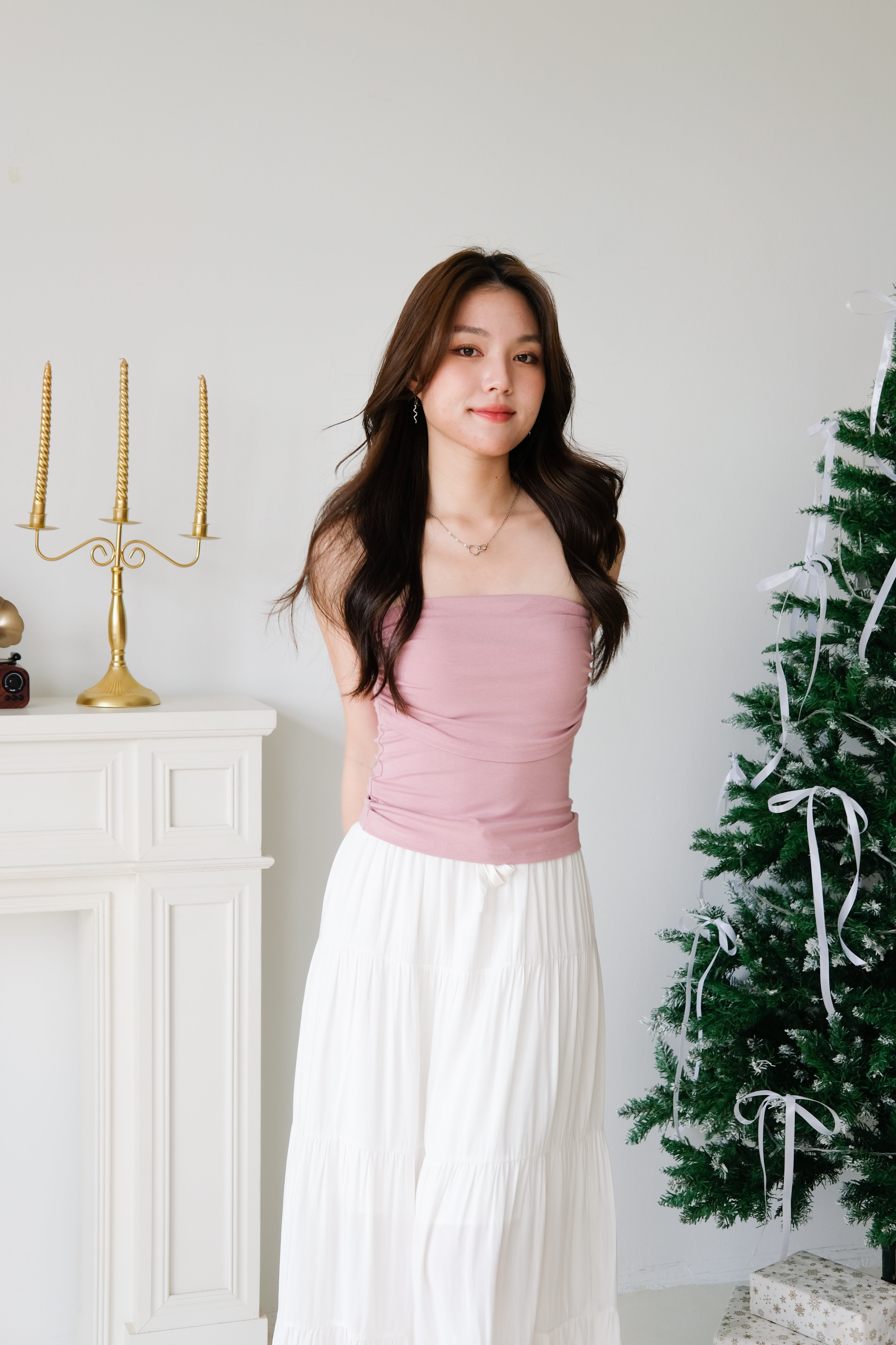 Maxine Tube Ruched Top (Pink)