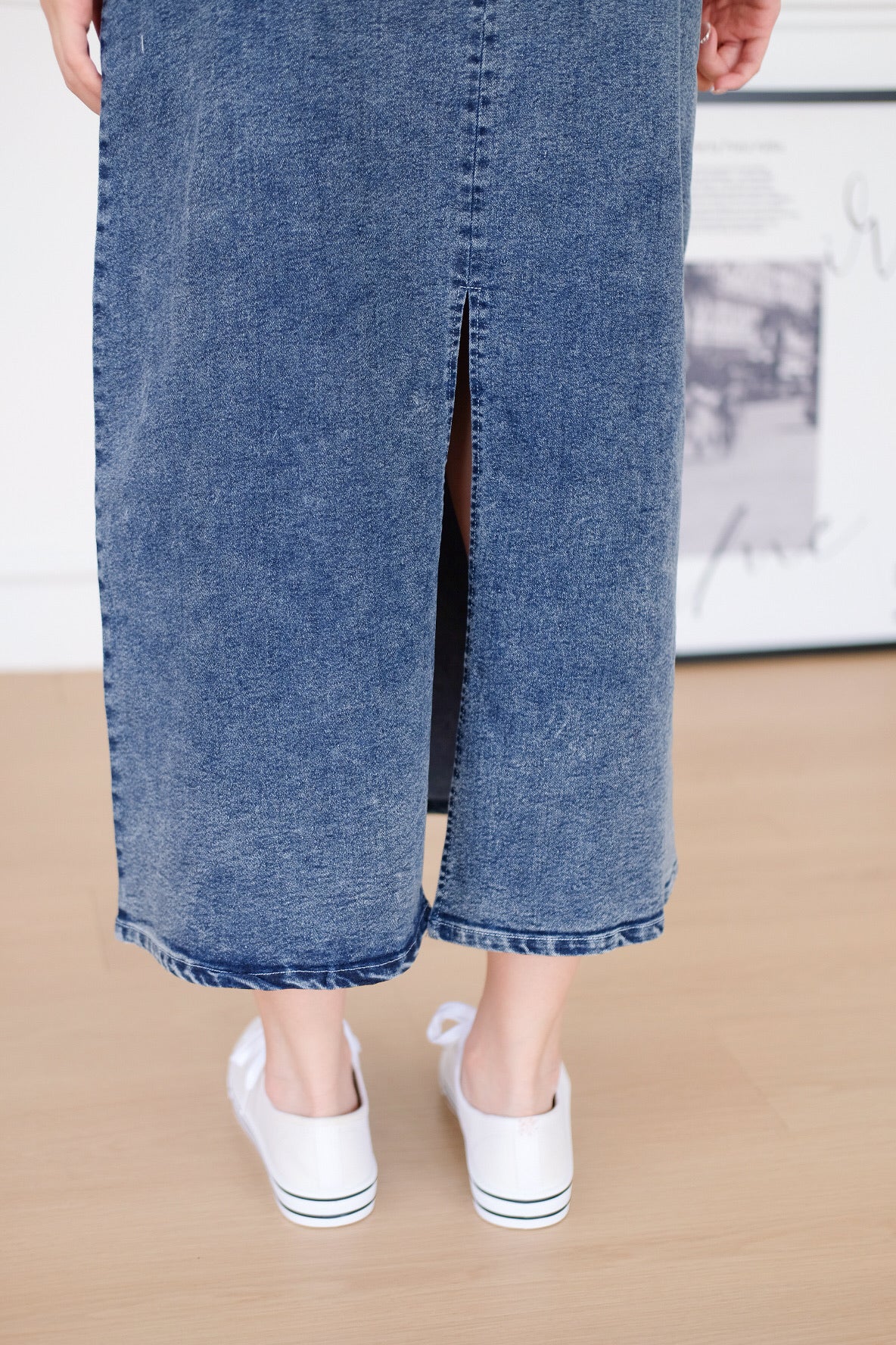 Revolution A Line Denim Maxi Dress (Dark Blue)
