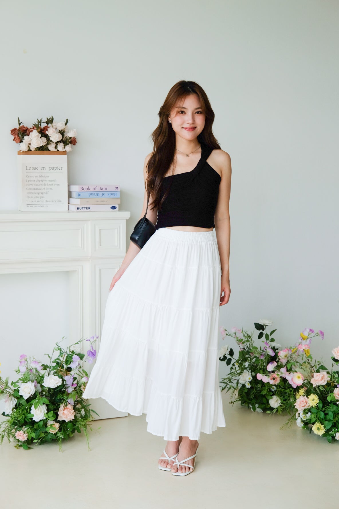 Willa Tiered Maxi Skirt (White)