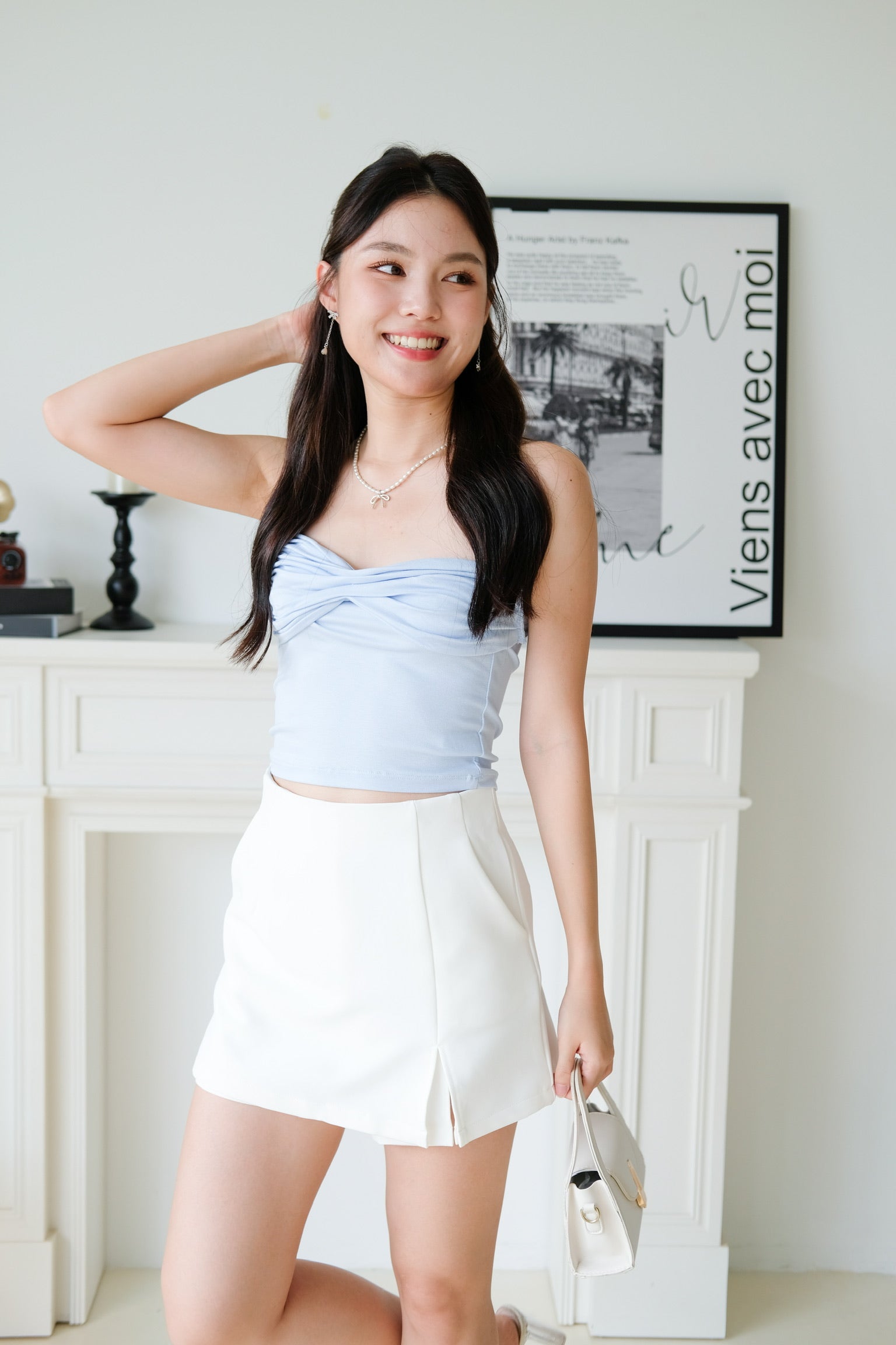 Naomi Twist Cotton Tube Top (Baby Blue)